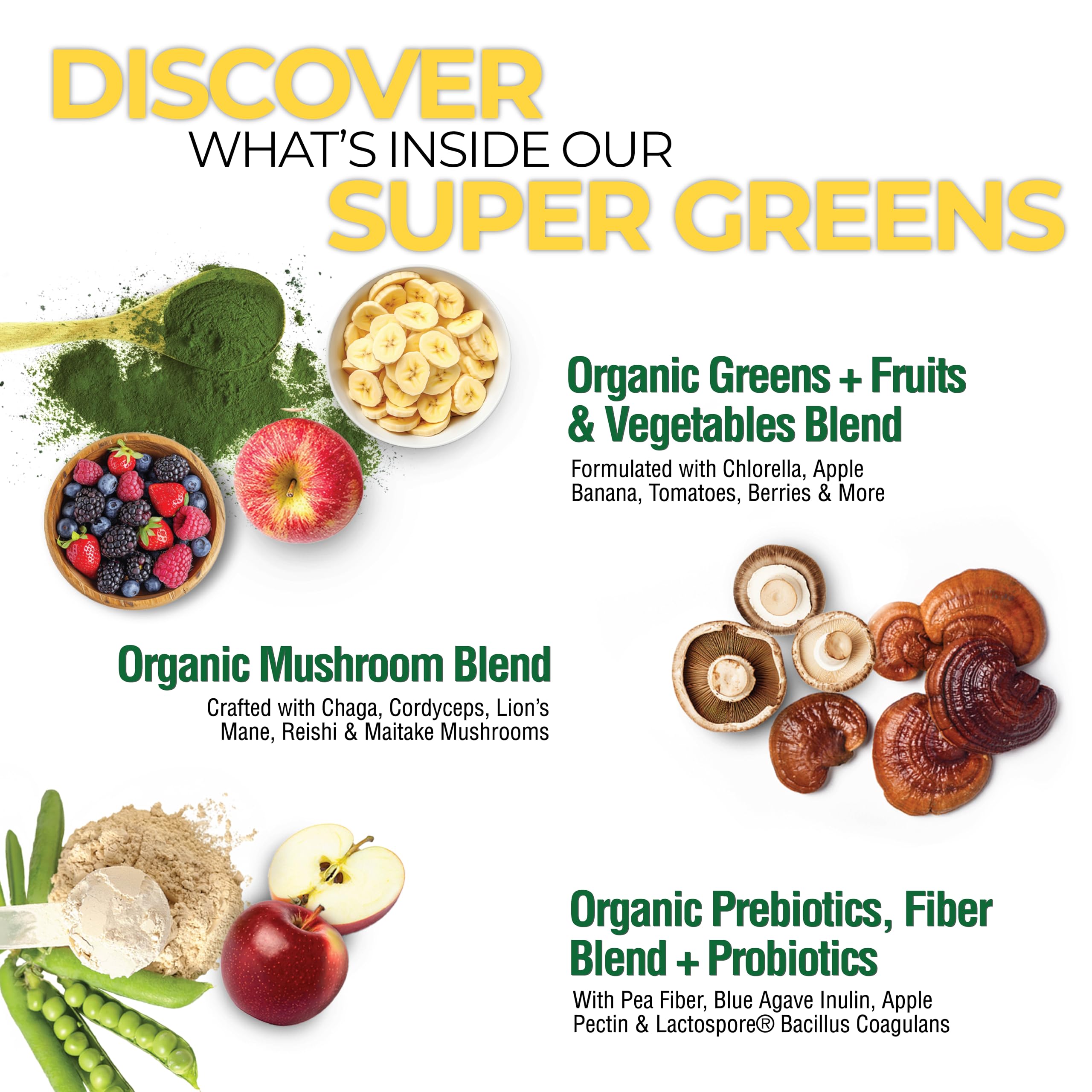 Country Farms Super Greens Apple Banana Powder Smoothie, Organic Super Foods, USDA Organic Drink Mix, Fruits, Vegetables, Mushrooms, Superfood Nutrition, 40 Servings, 2 Pack Country Farms Au supplements