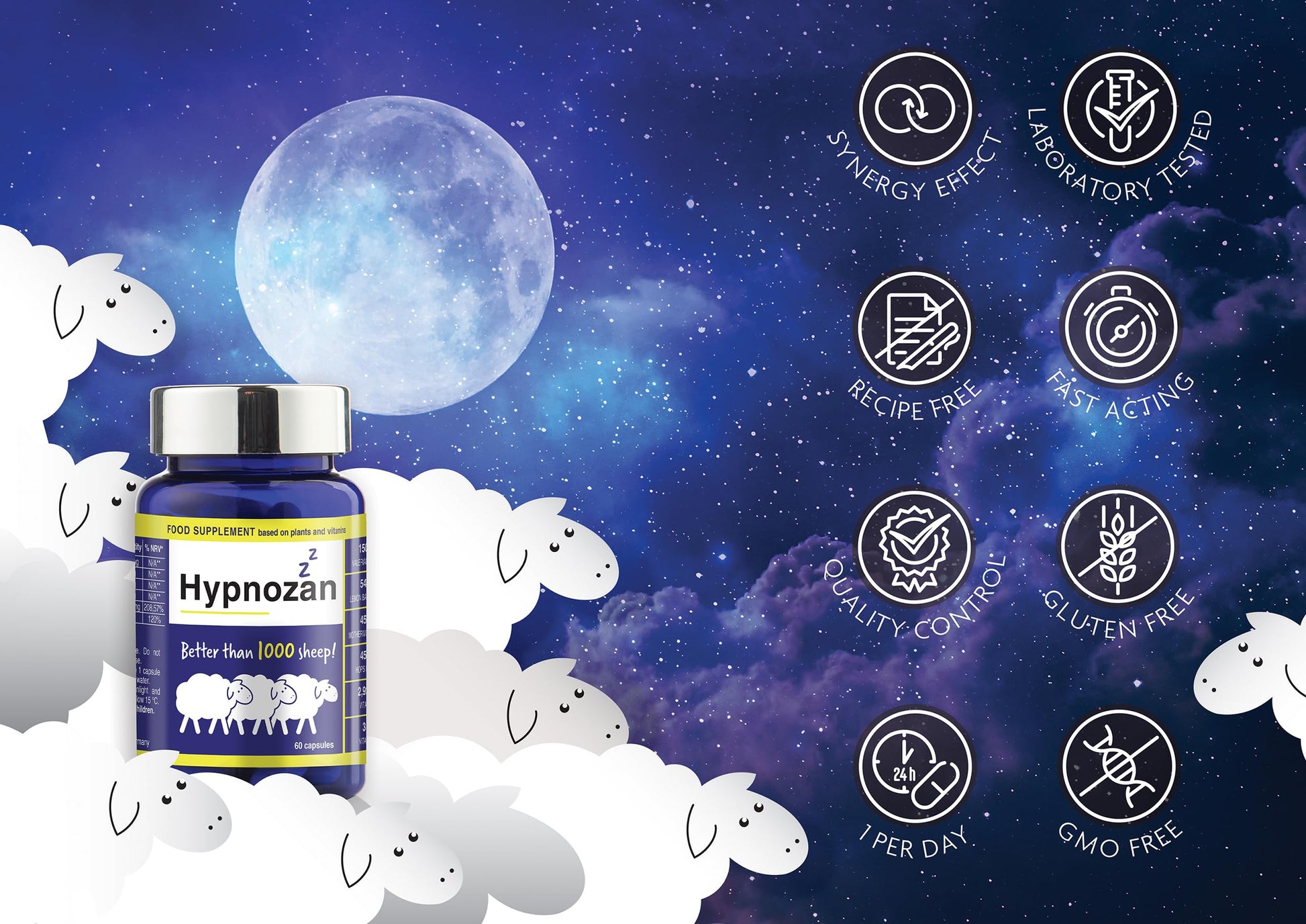 Hypnozan. 60 Easy Nights in Every Pack - 60 Capsules, Just One Before Bed. Natural Vox pharmaceutica Au supplements
