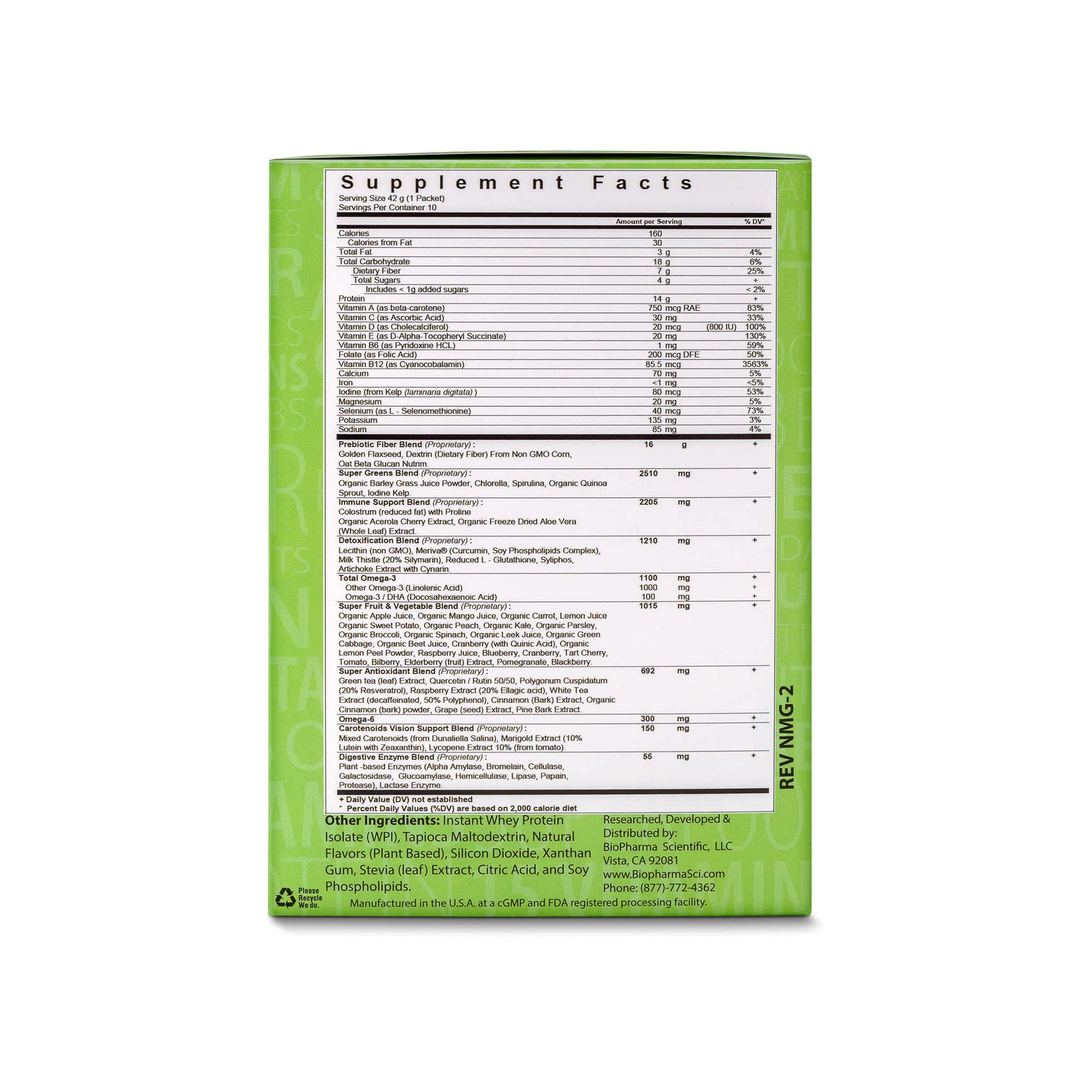 NanoMeal Plant-Based All-in-One Nutrition | Superfood Meal Replacement Powder | Tropical Fruit Blend | 10 Servings | Protein, Greens & Omega for Gut & Immune Support Biopharma Scientific Au supplements
