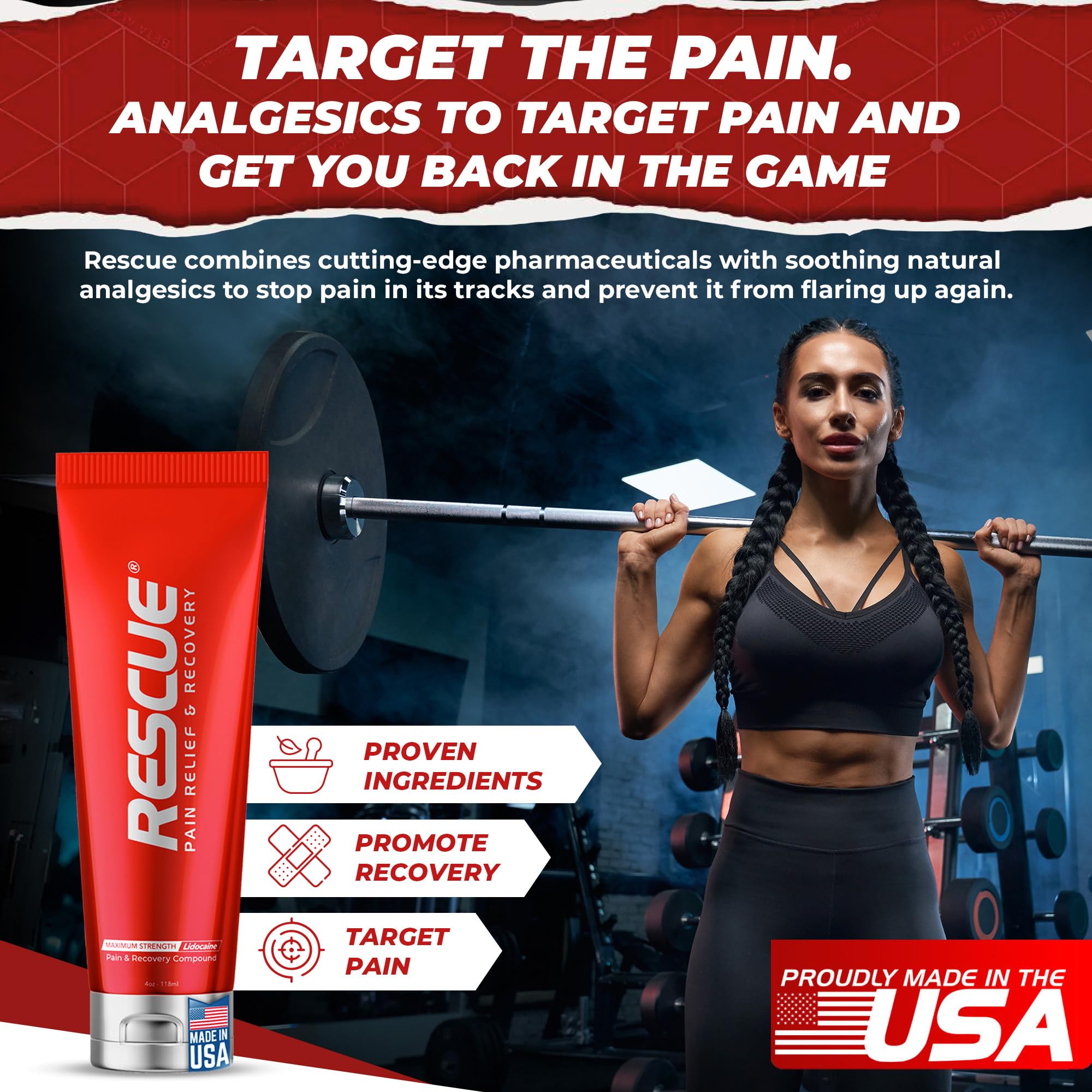RESCUE PAIN RELIEF & RECOVERY Cream - All-in-One Solution for Back, Neck, Knee, Hand, Foot, and Shoulder Pain - Combines Power of Key Ingredients from Leading Pain Relief CreamProducts - 4 Ounces RESCUE PAIN RELIEF & RECOVERY Au supplements