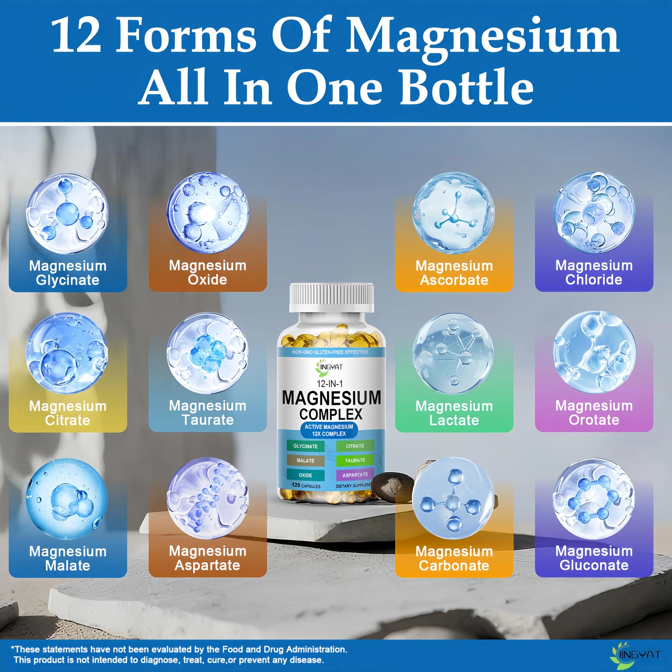 Magnesium Complex Softgels - 12-in-1 Magnesium Supplement with Glycinate,Citrate,Malate,Oxide,Taurate - High Absorption Magnesium Complex for Women & Men for Muscle, Heart, Sleep, Bone, Nerve Support JINGYAT Au supplements