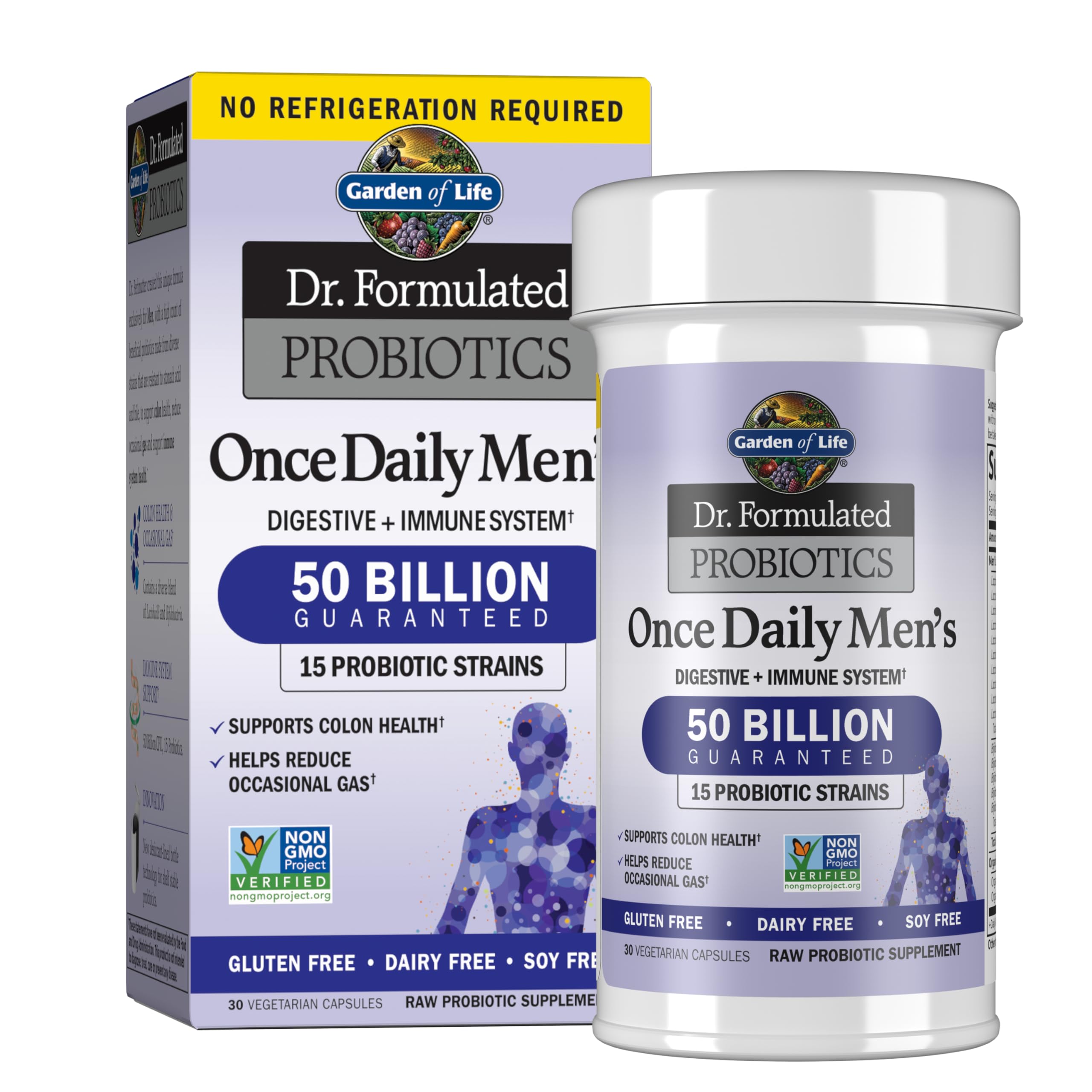 Garden of Life Probiotics for Men, Dr Formulated 50 Billion CFU 15 Probiotics for Digestive Health + Organic Prebiotic Fiber, Colon & Immune Support, Daily Gas Relief, Shelf Stable, 30 Capsules Garden of Life Au supplements