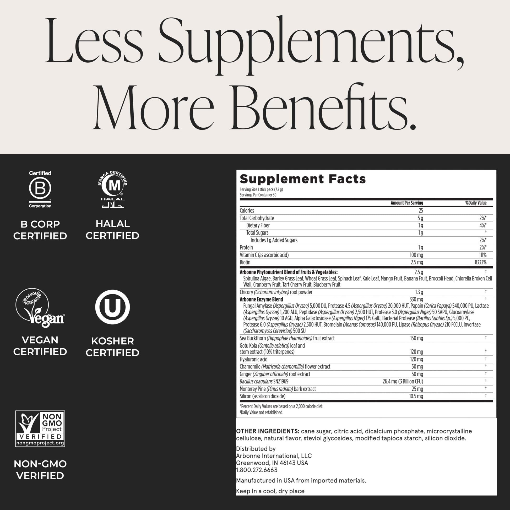 Arbonne GreenSynergy Elixir – Citrus-Flavored Greens Powder with 13 Digestive Enzymes, Vegan Collagen Builder, Probiotics, and Prebiotics – Supports Gut Health and Digestion – 30 Stick Packs Arbonne Au supplements