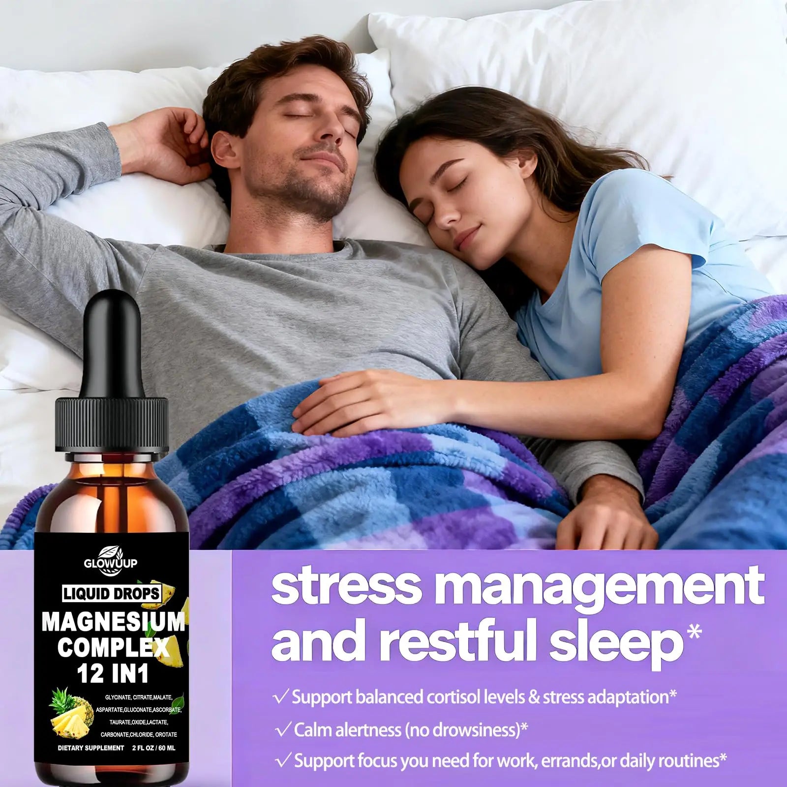 Magnesium 12 in 1 Complex 1000mg Supplement for Women & Men, High Absorption Liquid Magnesium W/Glycinate Citrate Malate Taurate Oxide Aspartate Orotate, Calm Magnesium for Sleep Muscle Heart Support GLOVVUUP Au supplements