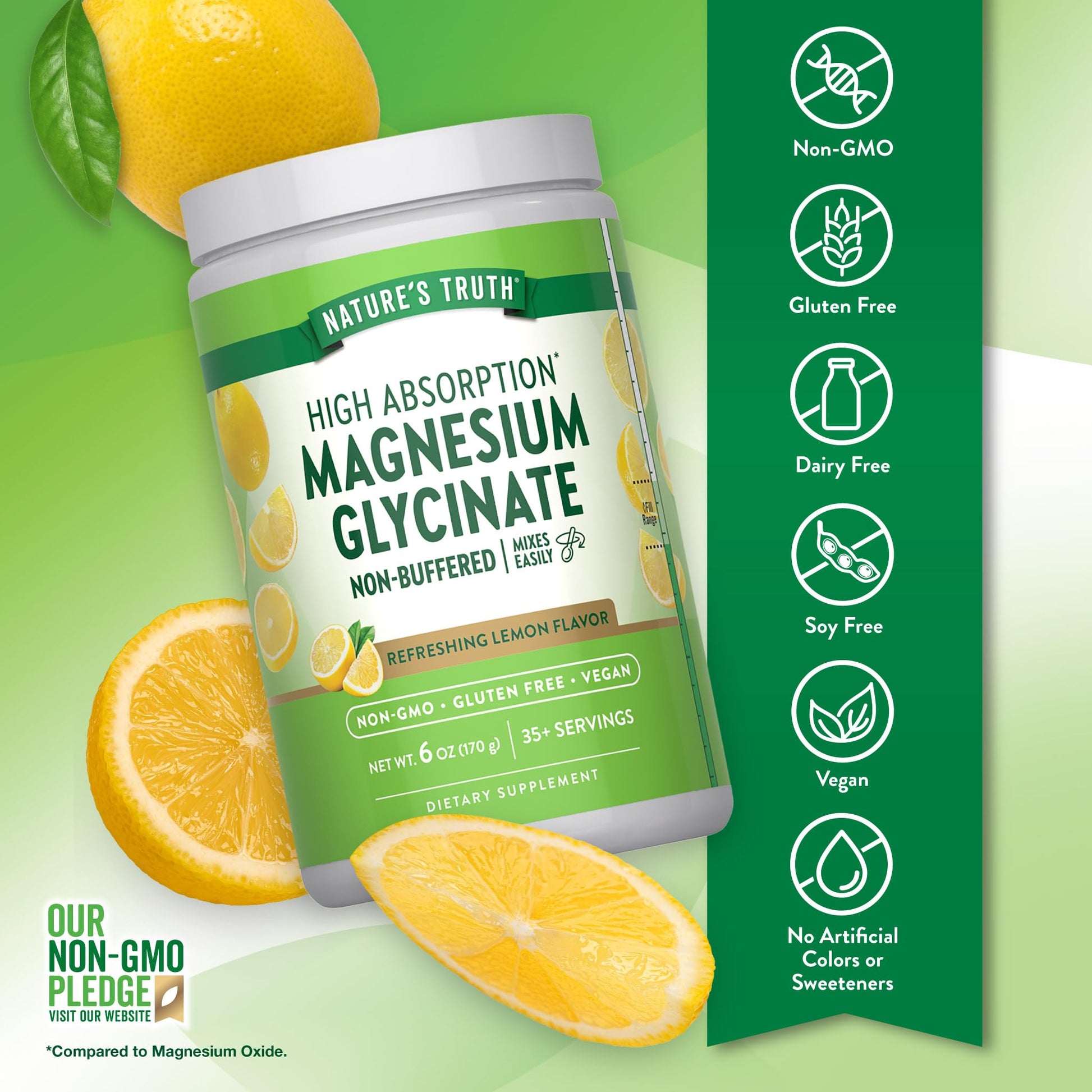 Nature's Truth Magnesium Glycinate Powder | 6 oz | Lemon Flavor | High Absorption | Vegan, Non-GMO, Gluten Free Supplement Nature's Truth Au supplements
