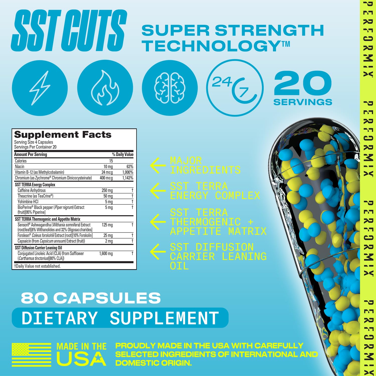 PERFORMIX - SST Cuts - Thermogenic with CLA - Energy, Focus & Mood - Metabolism Support PERFORMIX Au supplements