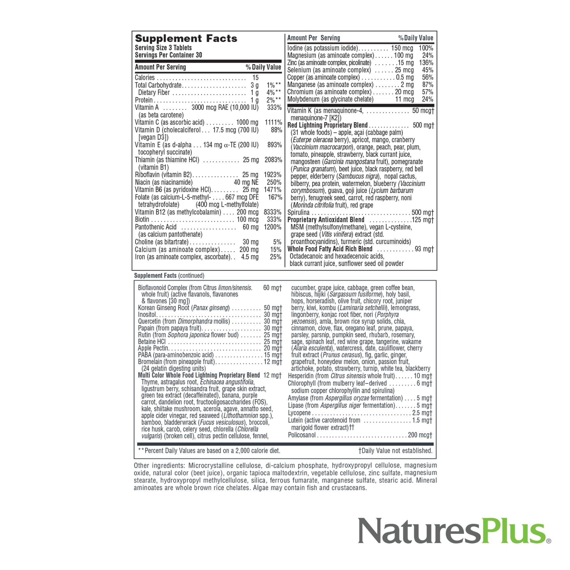 NaturesPlus Source of Life Green & Red Multivitamin - 90 Tablets - with Concentrated Whole Foods - Vegetarian, Gluten Free - 30 Servings NaturesPlus Au supplements