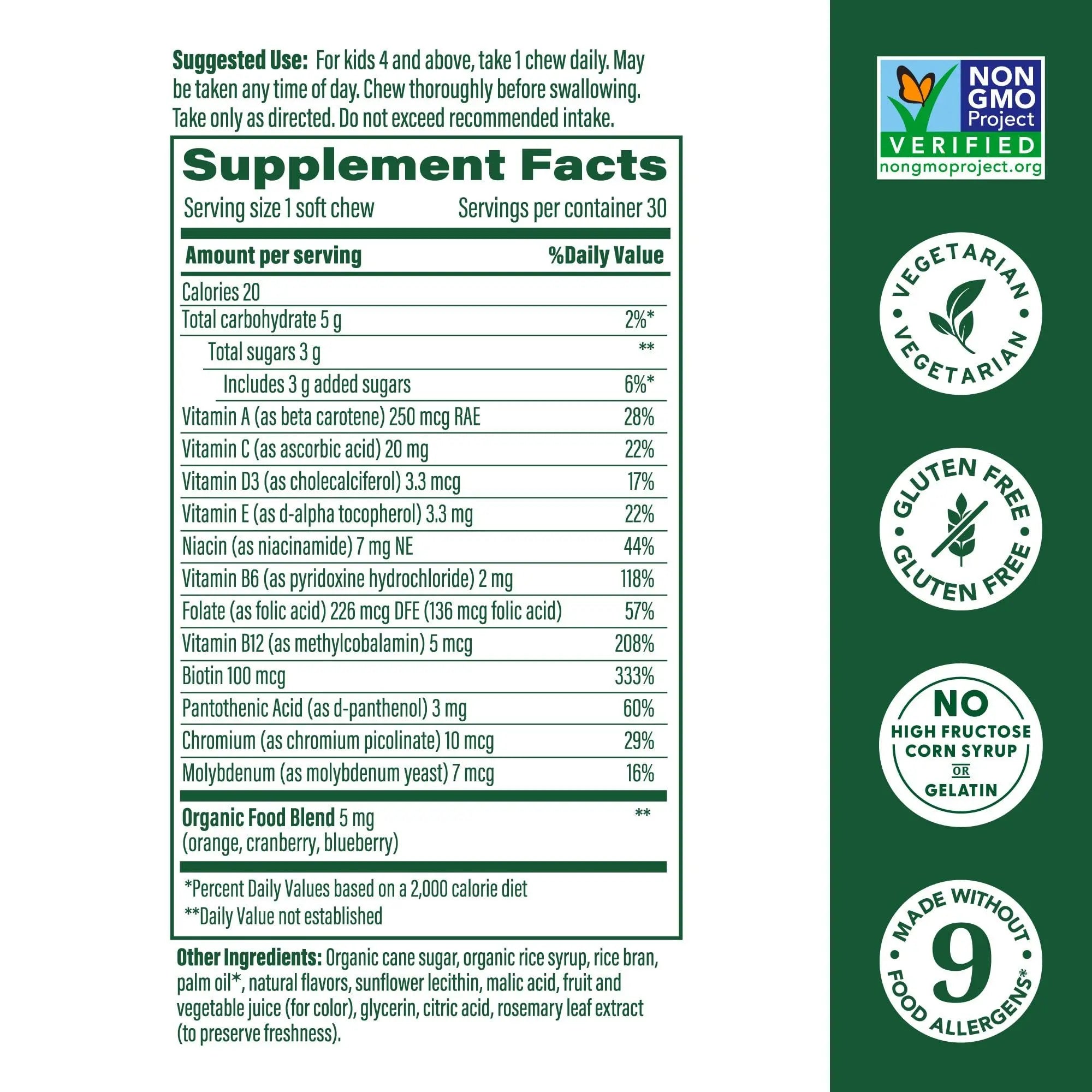MegaFood Kids One Daily Multivitamin Soft Chews - Kids Vitamins with Vitamin B, Vitamin C, Vitamin D & Vitamin E - Age 4+, Vegetarian MegaFood Au supplements