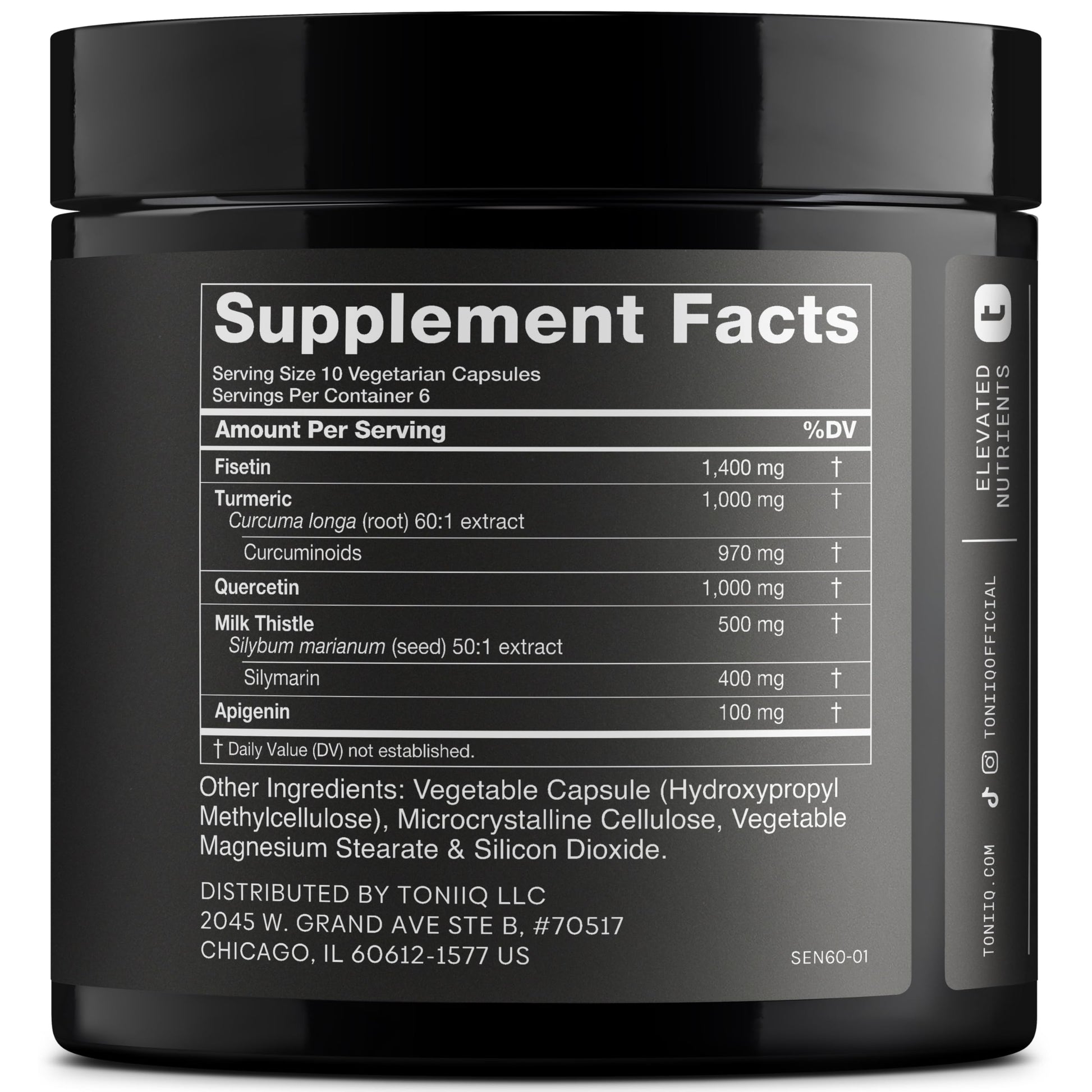 Fisetin Supplement – Senolytic Supplement Ultra High Potency 4,000mg with Quercetin, Curcumin 97%, Apigenin & Milk Thistle – High Strength Blend – Third-Party Lab Tested – 3 Month Supply Toniiq Au supplements