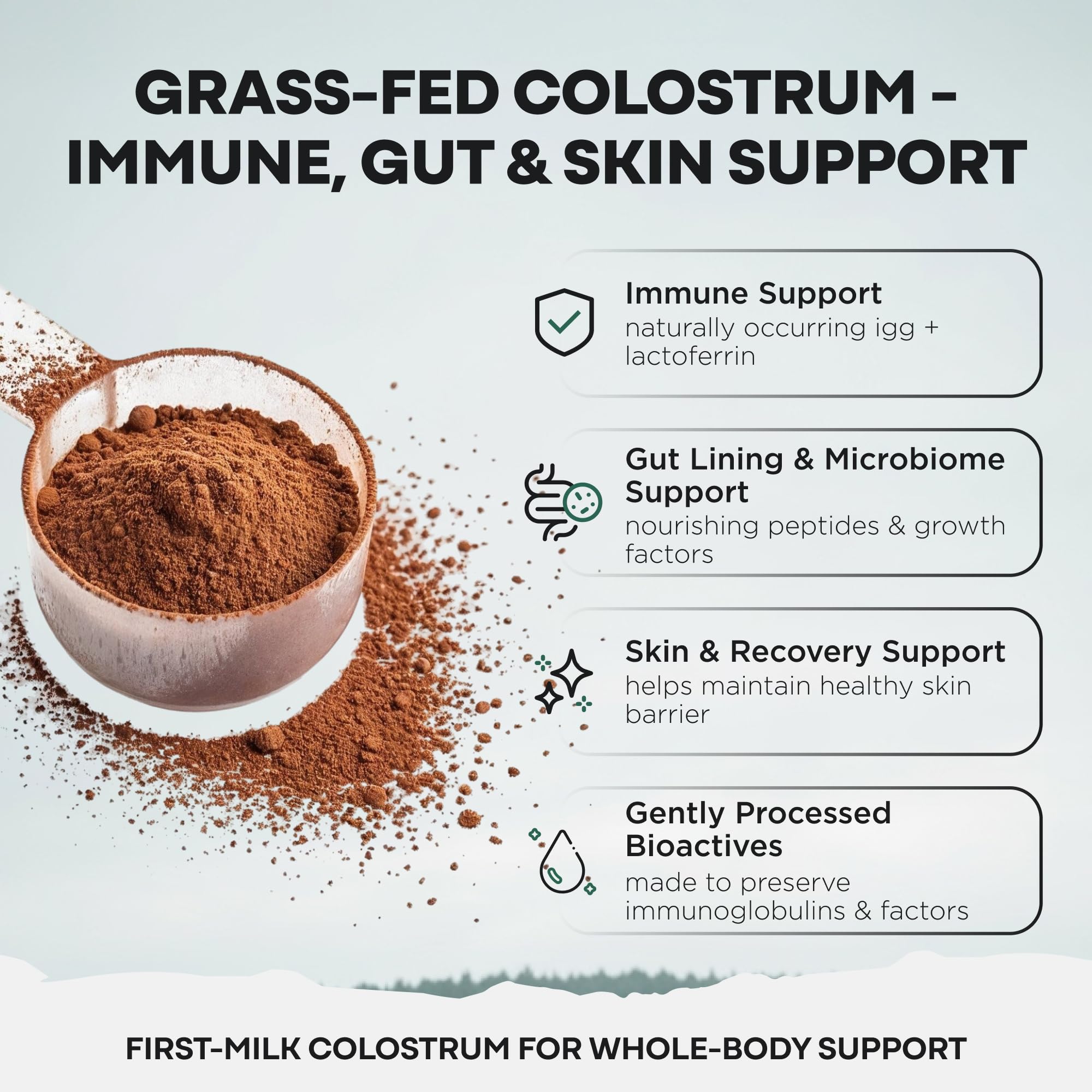 Colostrum Supplement - Grass Fed Pure Bovine Colostrum Powder - 2000mg & 400mg IgG (calostro bovino) - Gut, Immunity, Skin, Hair Support - Sugar Free, Natural Cacao Flavour, 30 Servings Wild Foods Au supplements