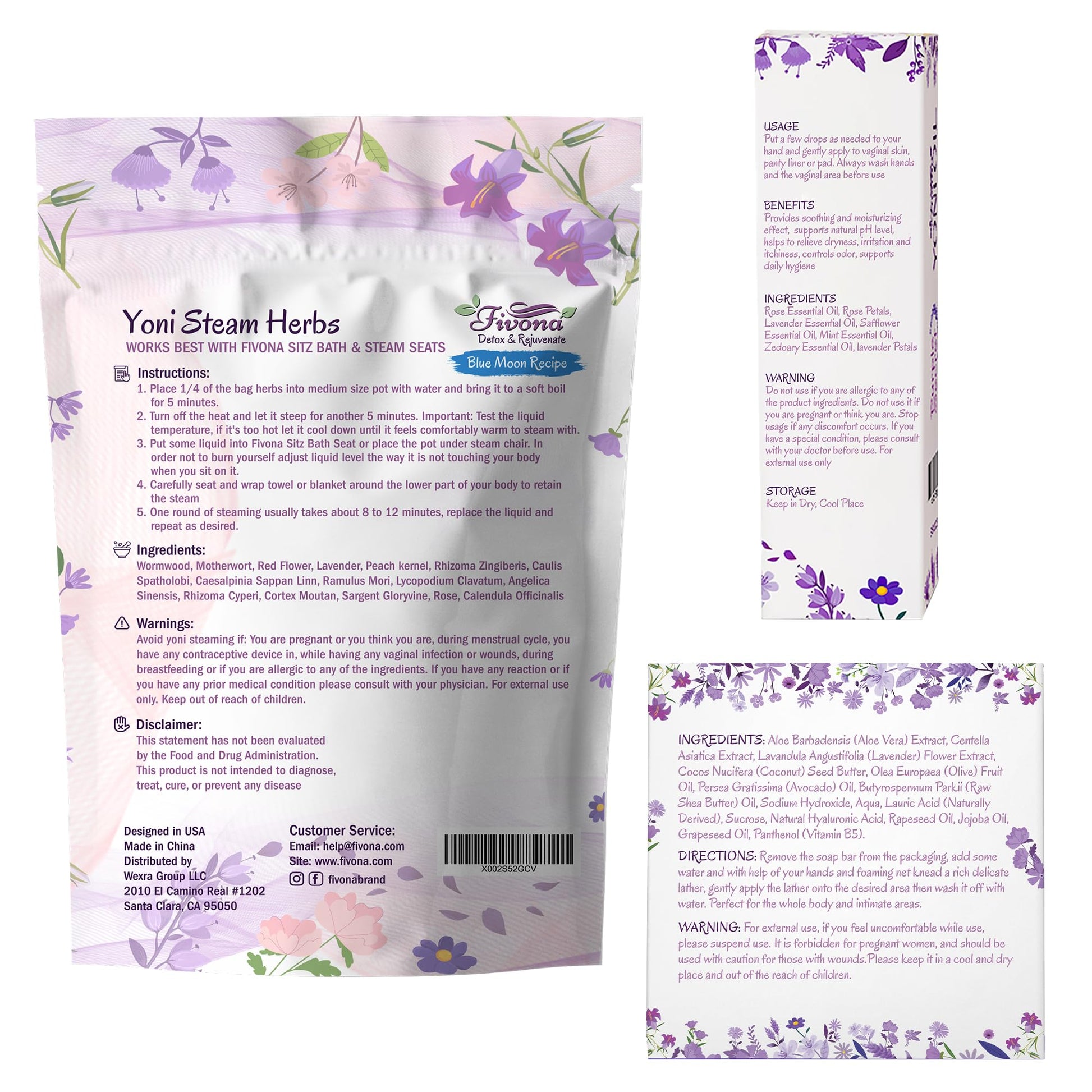FIVONA Yoni Care Kit 3 in 1 - pH Balanced Natural Vaginal Oil 30 ml, Organic Herbal Soap 5.3 oz FIVONA Au supplements