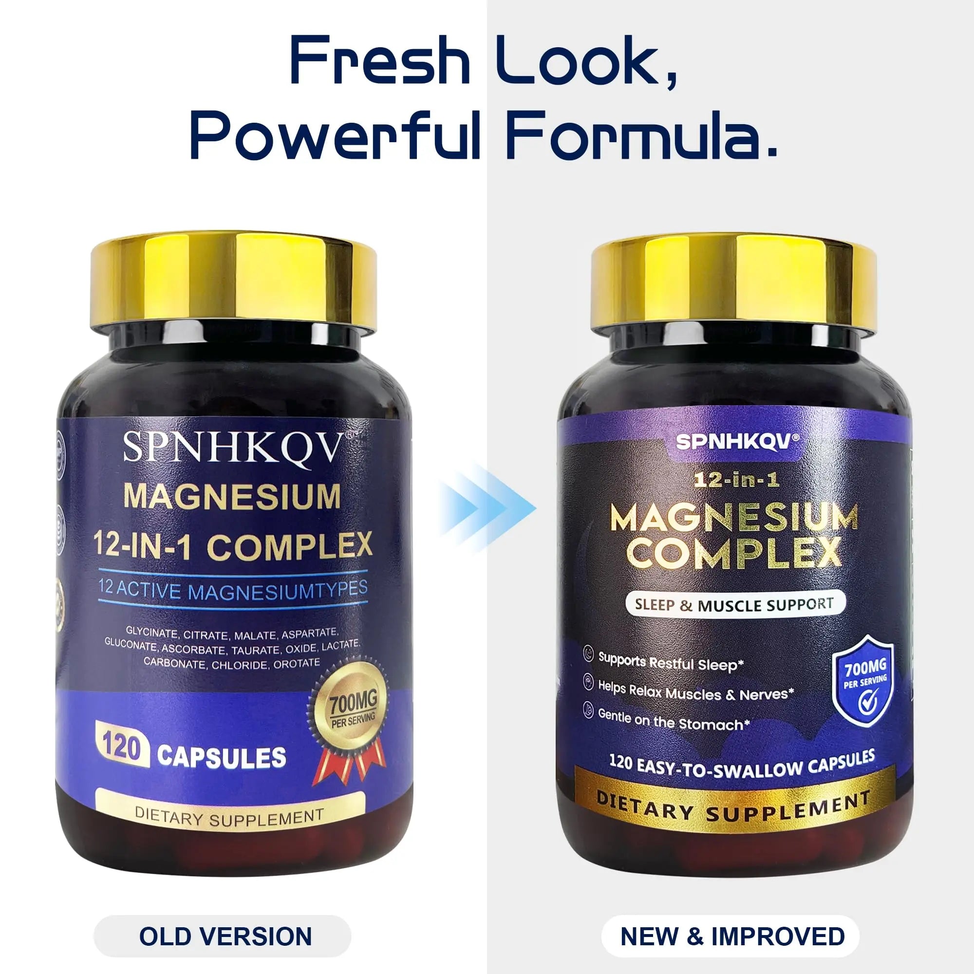 SPNHKQV Magnesium 12-in-1 Complex Supplement – 700mg High Absorption Magnesium Glycinate Capsules for Women & Men – Muscle, Nerve & Sleep Support – 120 Vegan Capsules SPNHKOV Au supplements