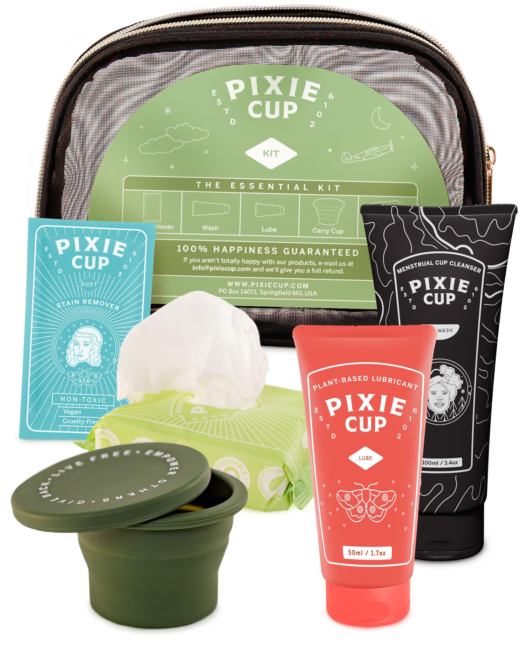 Pixie Cup Menstrual Cup Cleaner Kit - Sterilizer Wash, Public Restroom Carry Cup, 20 Wipes Pixie Cup Au supplements