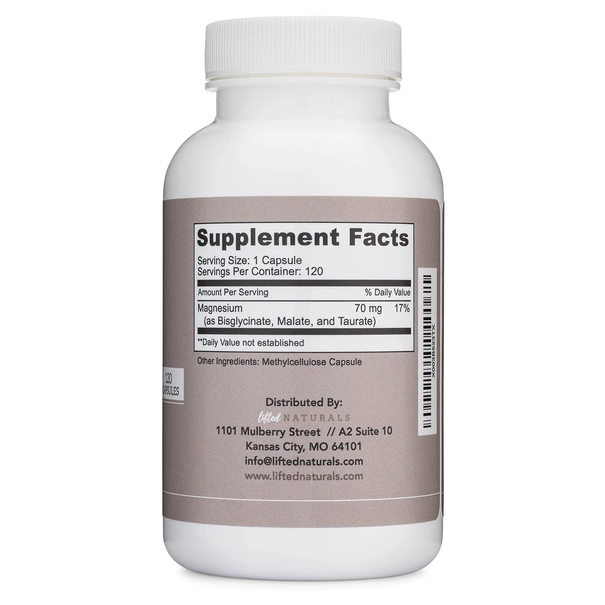 Magnesium Complex - Lifted Naturals Magnesium Supplement w/Bisglycinate, Malate, Taurate - 120 Capsules - Bioavailable Magnesium Formula for Mood, Sleep, Energy Support* Lifted Naturals Au supplements