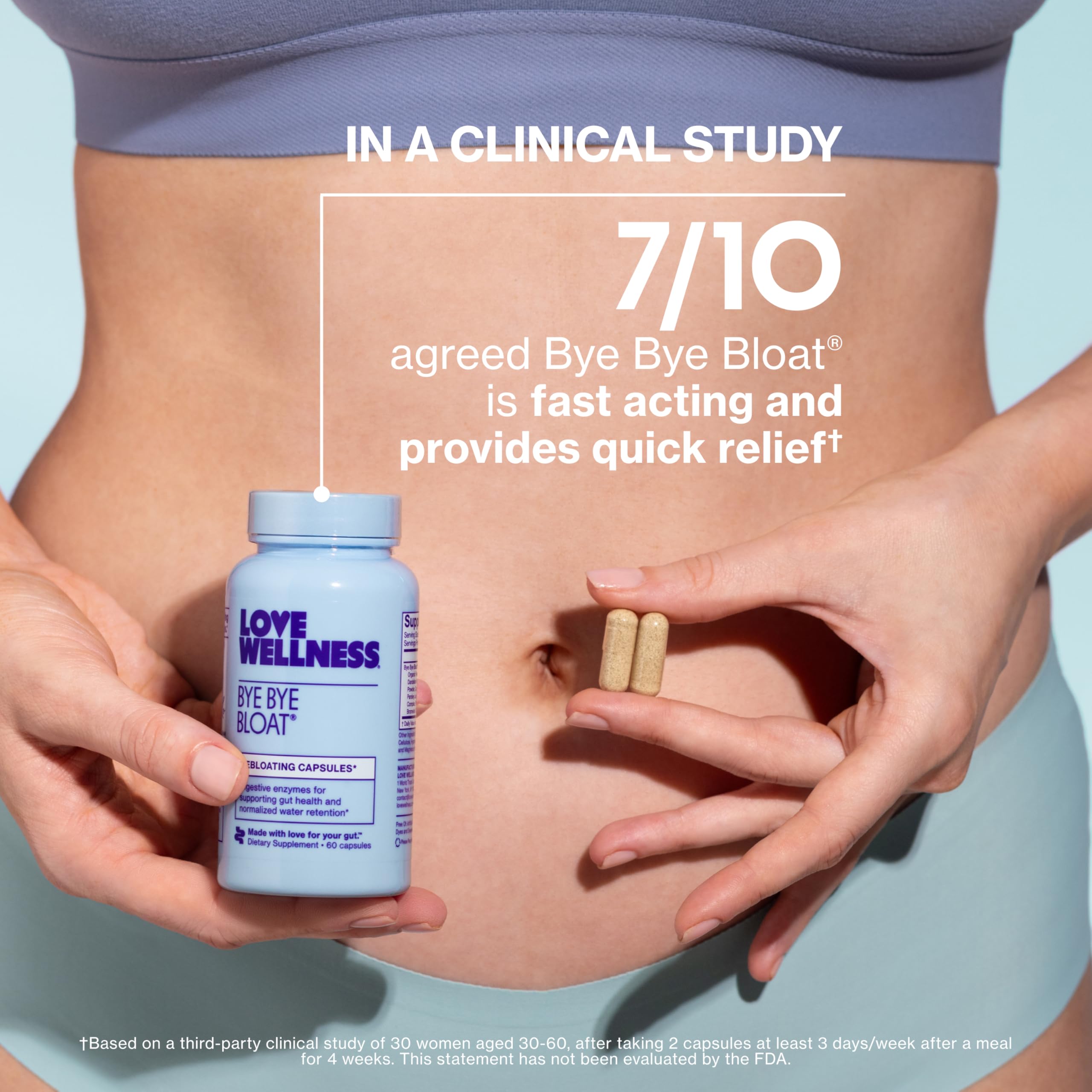 Love Wellness Bye Bye Bloat | Digestive Enzymes for Fast Acting Bloating Relief for Women | Helps Reduce Water Retention & Gas Relief | Supports Digestive Health