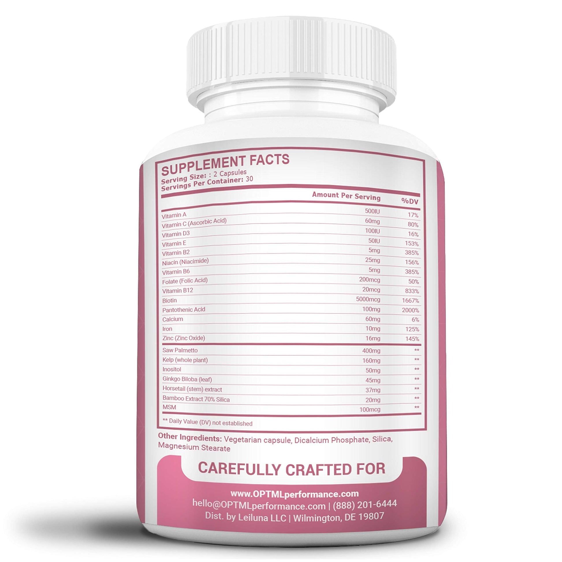 OPTML Hair and Nail Vitamins for Hair Growth and Thickness, Biotin-Infused Hair Pills, Hair Vitamins for Faster Hair Growth and Healthy Nails, for Women and Men, 60 Capsules OPTML Au supplements