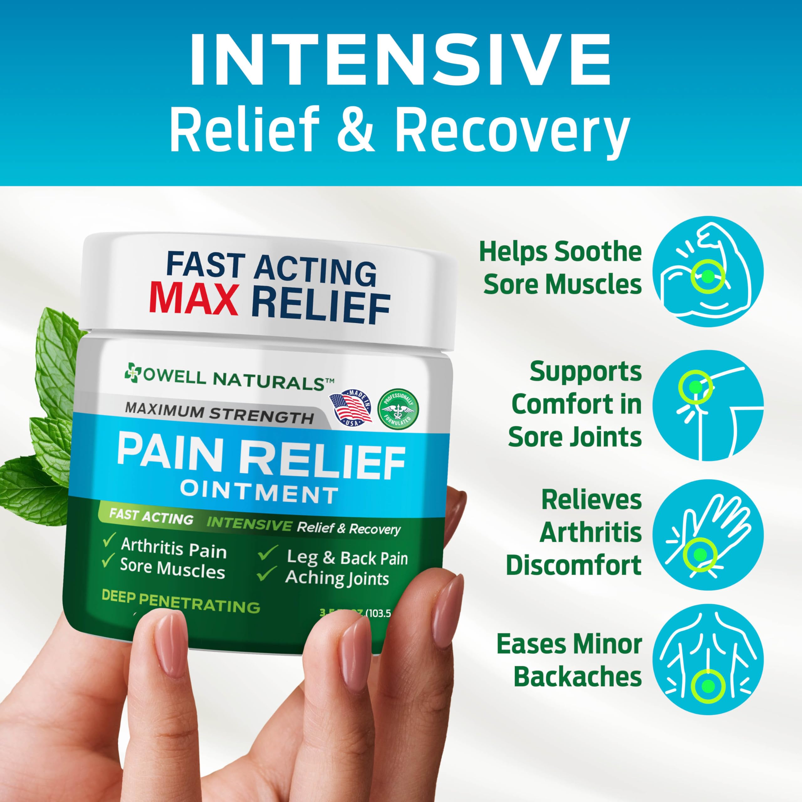 OWELL NATURALS Arthritis Pain Relief Ointment with Arnica & MSM – Deep Penetrating Joint & Muscle Therapy for Knee, Back, Sore Muscles, Legs, 3.5 oz (2 Pack) Owell Naturals Au supplements