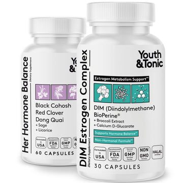 Youth & Tonic DIM Supplement for Women – Estrogen Metabolism & Hormonal Support – Menopause, Perimenopause & Premenopausal Bundle, 90 Capsules Youth & Tonic Au supplements