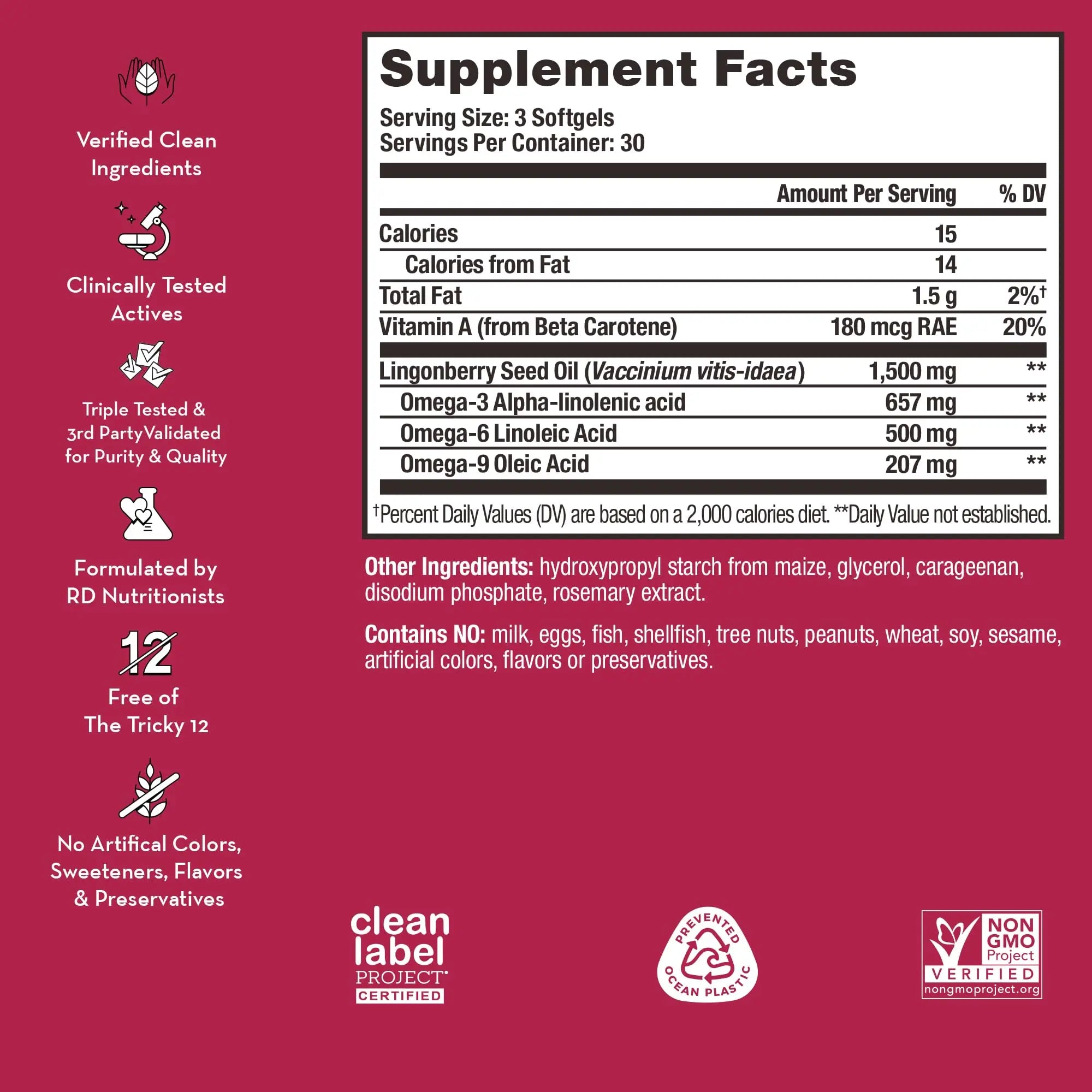 HUM Arctic Repair Clear Skin Supplement with Omega 3, Vitamin E, A, and Lingonberry Seed Oil, Skin Repair with Omega 3 6 9 to Help Support Appearance of Wrinkles & Hydrate, 90 Vegan Softgels HUM Au supplements
