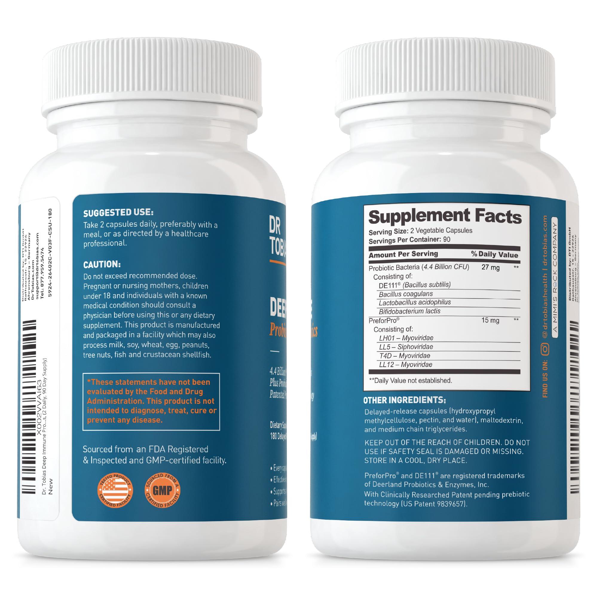 Dr. Tobias Deep Immune Probiotics & Prebiotics, 4.4 Billion CFU Probiotics for Women Dr. Tobias Au supplements