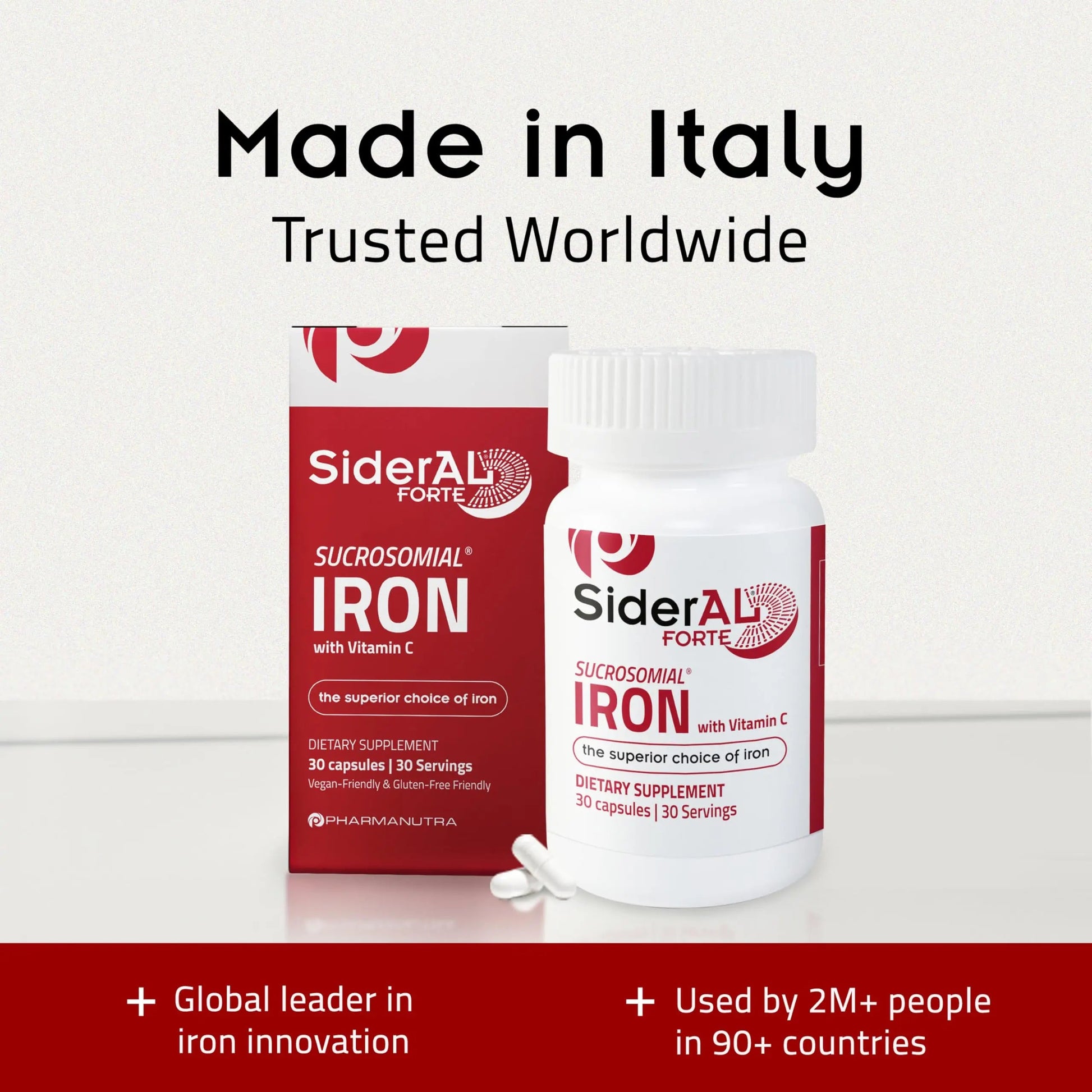 SiderAL Forte Iron Supplement Clinically Proven to Increase Levels Without Side Effects | Sucrosomial High Absorption Gentle Iron Pills for Women and Men | PHARMANUTRA Au supplements