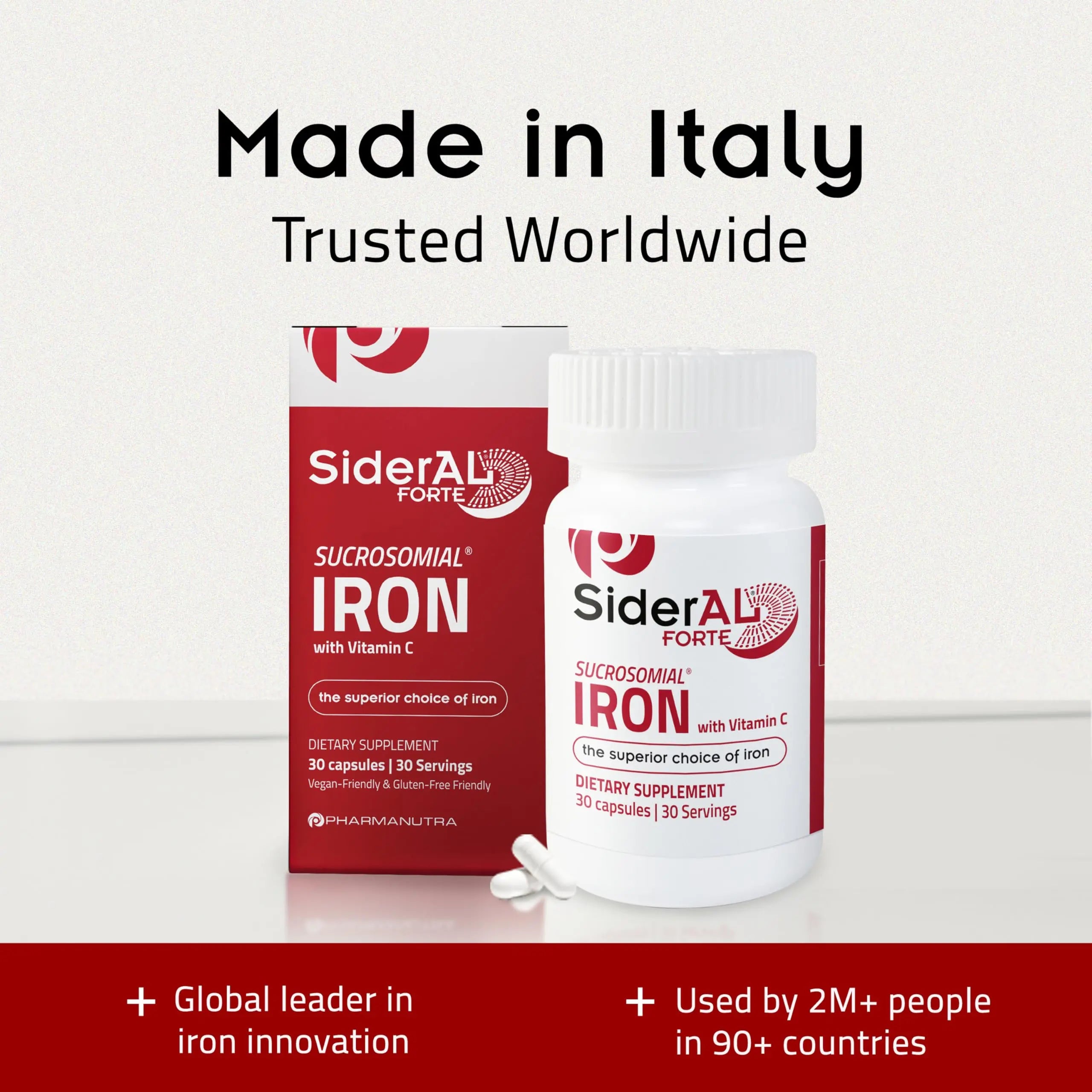 SiderAL Forte Iron Supplement Clinically Proven to Increase Levels Without Side Effects | Sucrosomial High Absorption Gentle Iron Pills for Women and Men | PHARMANUTRA Au supplements