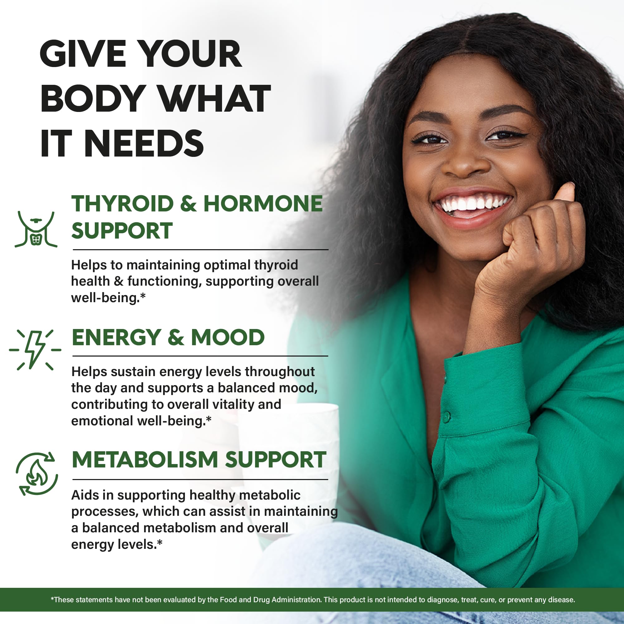 Thyroid Support for Women - Selenium 200 mcg | Astragalus | Zinc & Iodine | L-Tyrosine | Adaptogen Herbs - 21-in-1 Antioxidant & Immune Support - Made in USA - Vegan, Non-GMO, Lab Tested - 60 Capsules NUTRAHARMONY Au supplements