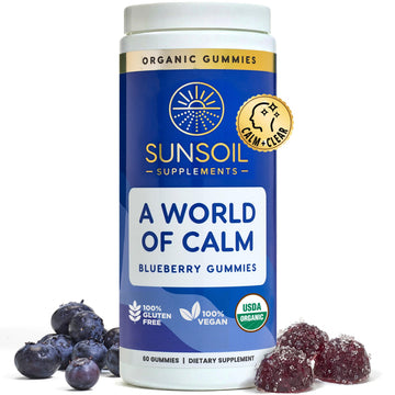 Sunsoil A World of Calm Organic Gummies, USDA Certified Organic, No Glucose, Vegan, Gluten-Free, Plant-Based Sunsoil Supplements Au supplements