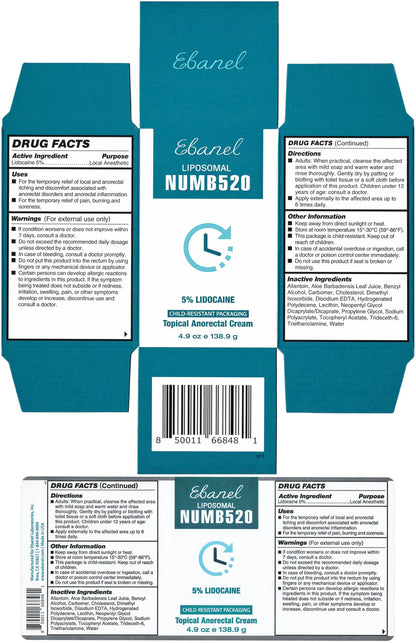 Ebanel 5% Lidocaine Numbing Cream, Pain Relief Burn Itch Cream, Maximum Strength Topical Anesthetic with Allantoin, Vitamin E for Local and Anorectal Uses, Hemorrhoid Treatment, 4.9 Oz Gosupps WWW buy supplements Au