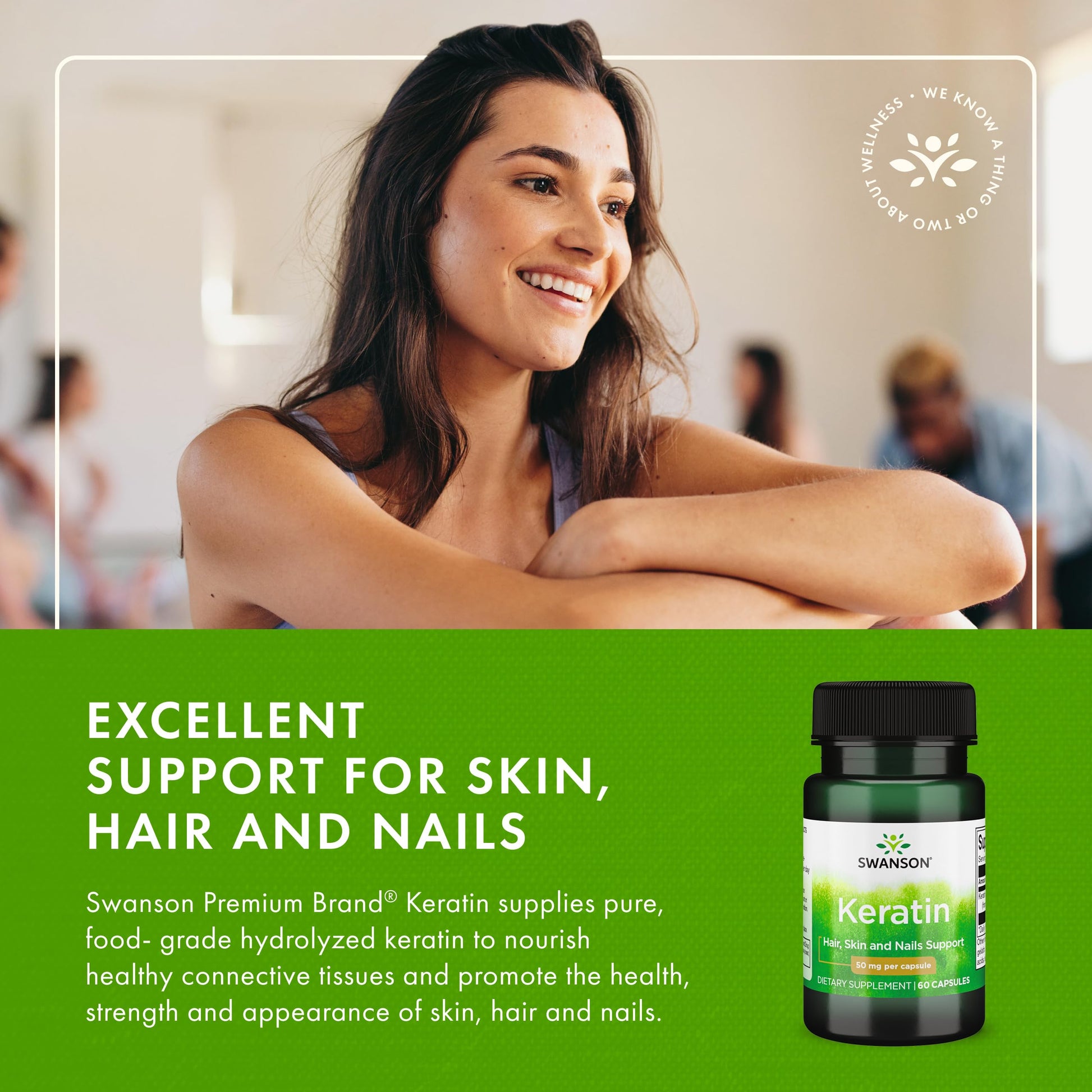 Swanson Keratin (from Tibetan Wool) - Natural Supplement Promoting Healthy Joints, Hair, Skin & Nails - Helps Nourish Healthy Connective Tissues - (60 Capsules, 50mg Each) Swanson Au supplements