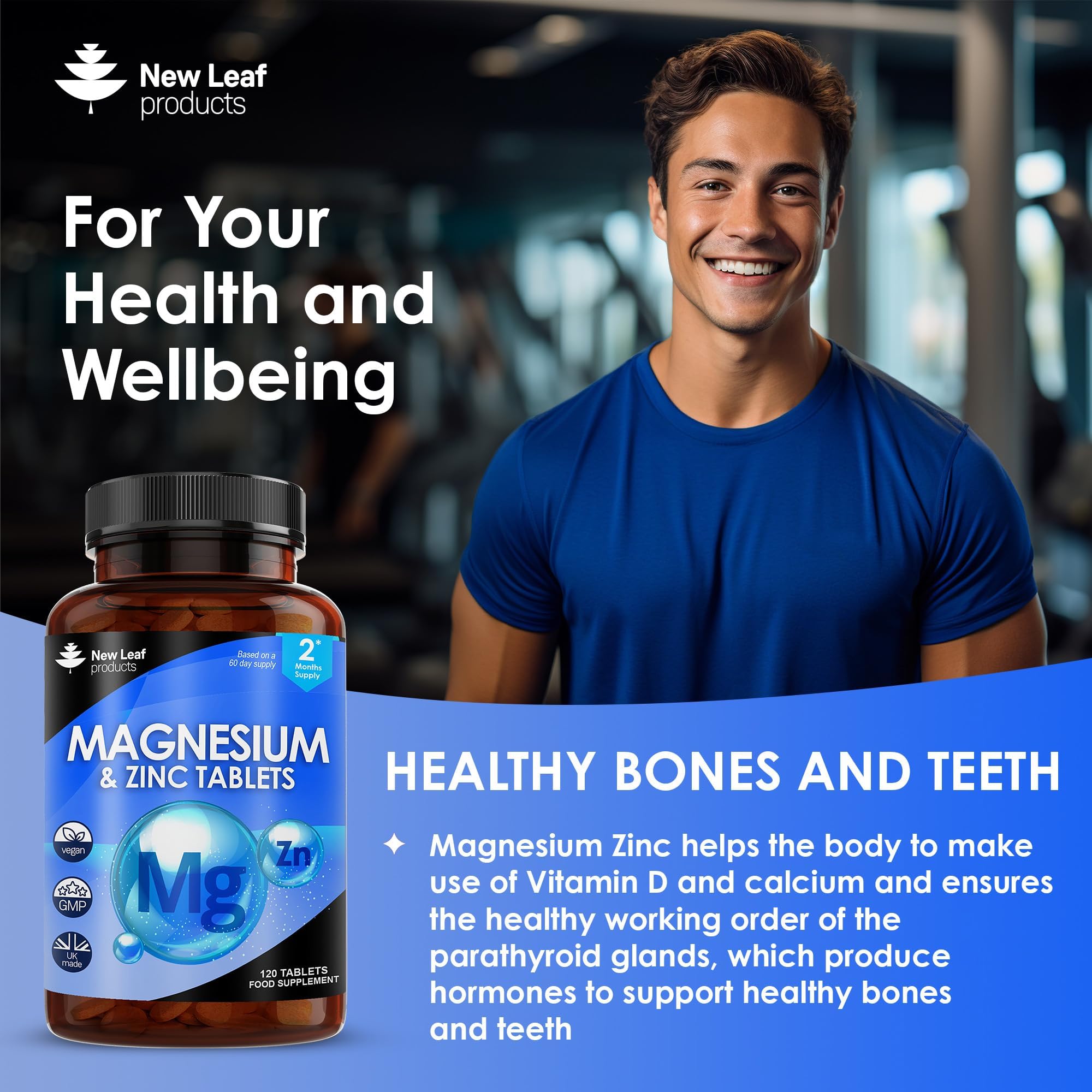 Magnesium Supplements 516mg With Zinc - 120 Magnesium Tablets Supports Muscle NEW LEAF PRODUCTS Au supplements