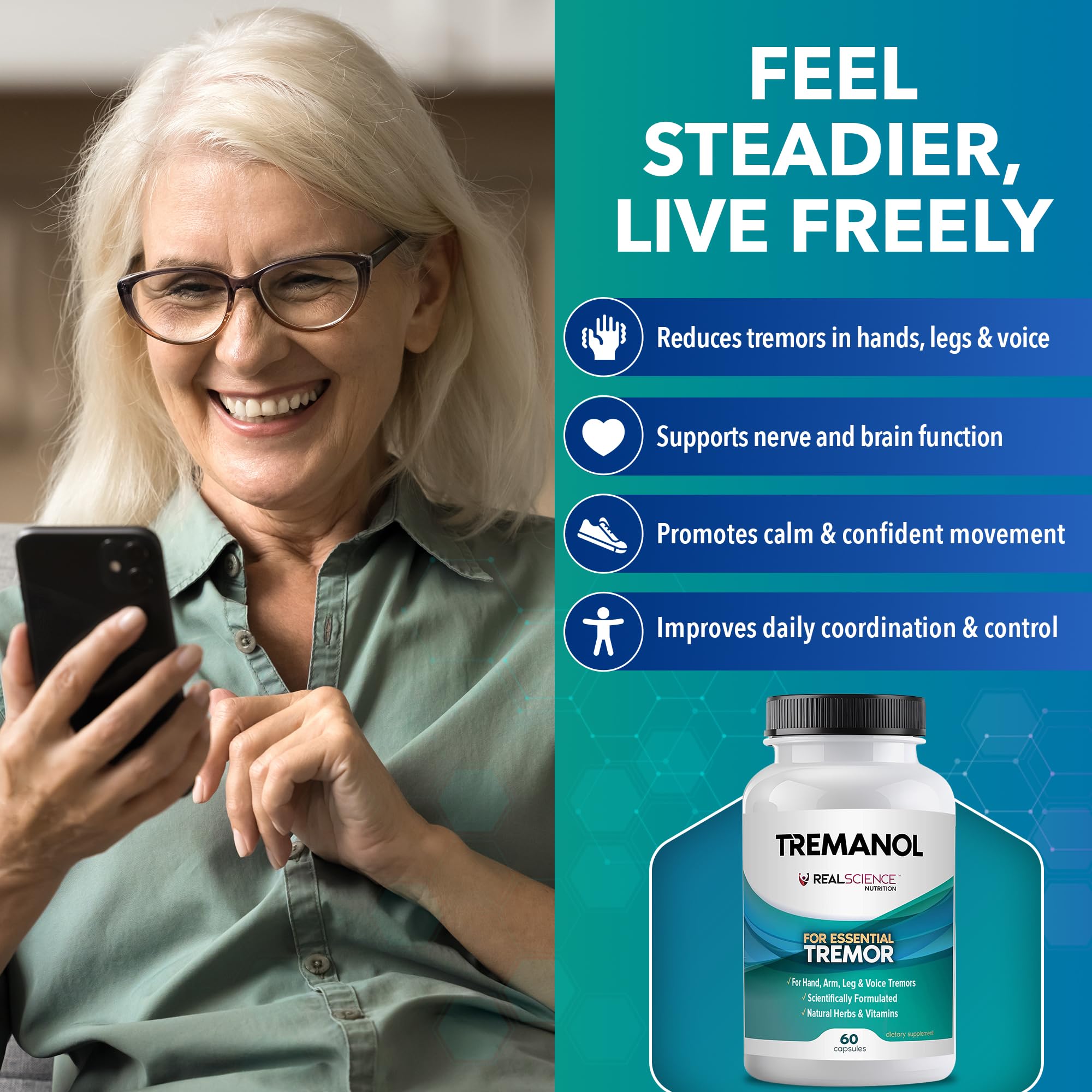 Tremanol Natural Aid Herbal Supplement – Includes Vitamin B2 & B12, Passionflower & Skullcap – 60 Caps (Pack of 6) – Made in USA Tremanol Au supplements