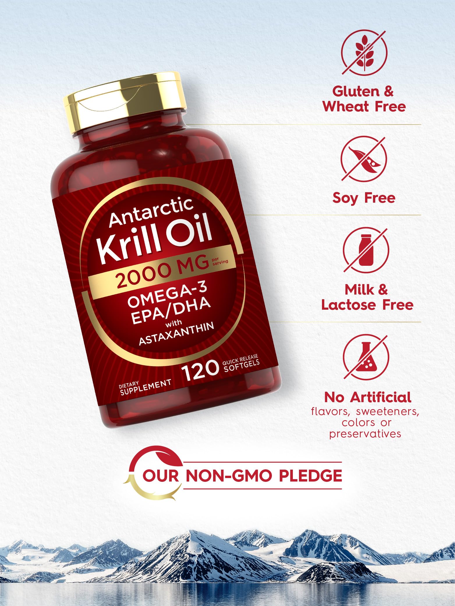 Carlyle Antarctic Krill Oil 2000 mg 120 Softgels | Omega-3 EPA, DHA, with Astaxanthin Carlyle Au supplements