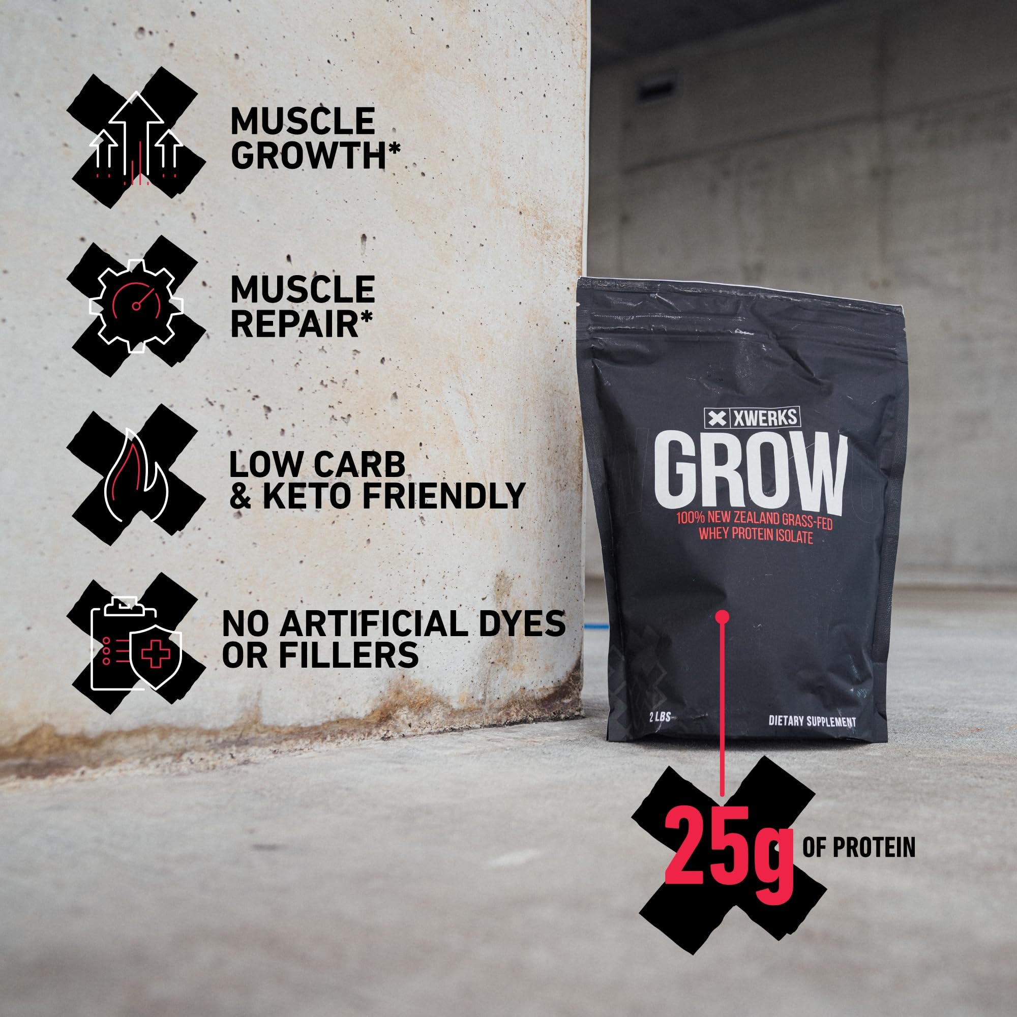Xwerks Grow 100% New Zealand Grass-Fed Whey Protein - 25g of Pure Isolate Protein Xwerks Au supplements