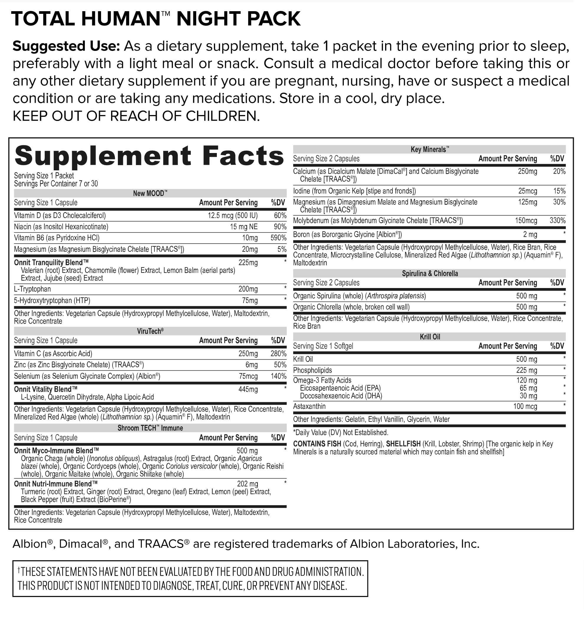 ONNIT Total Human Day and Night Vitamin Packs for Men and Women,Capsule, 30-Day ONNIT Au supplements