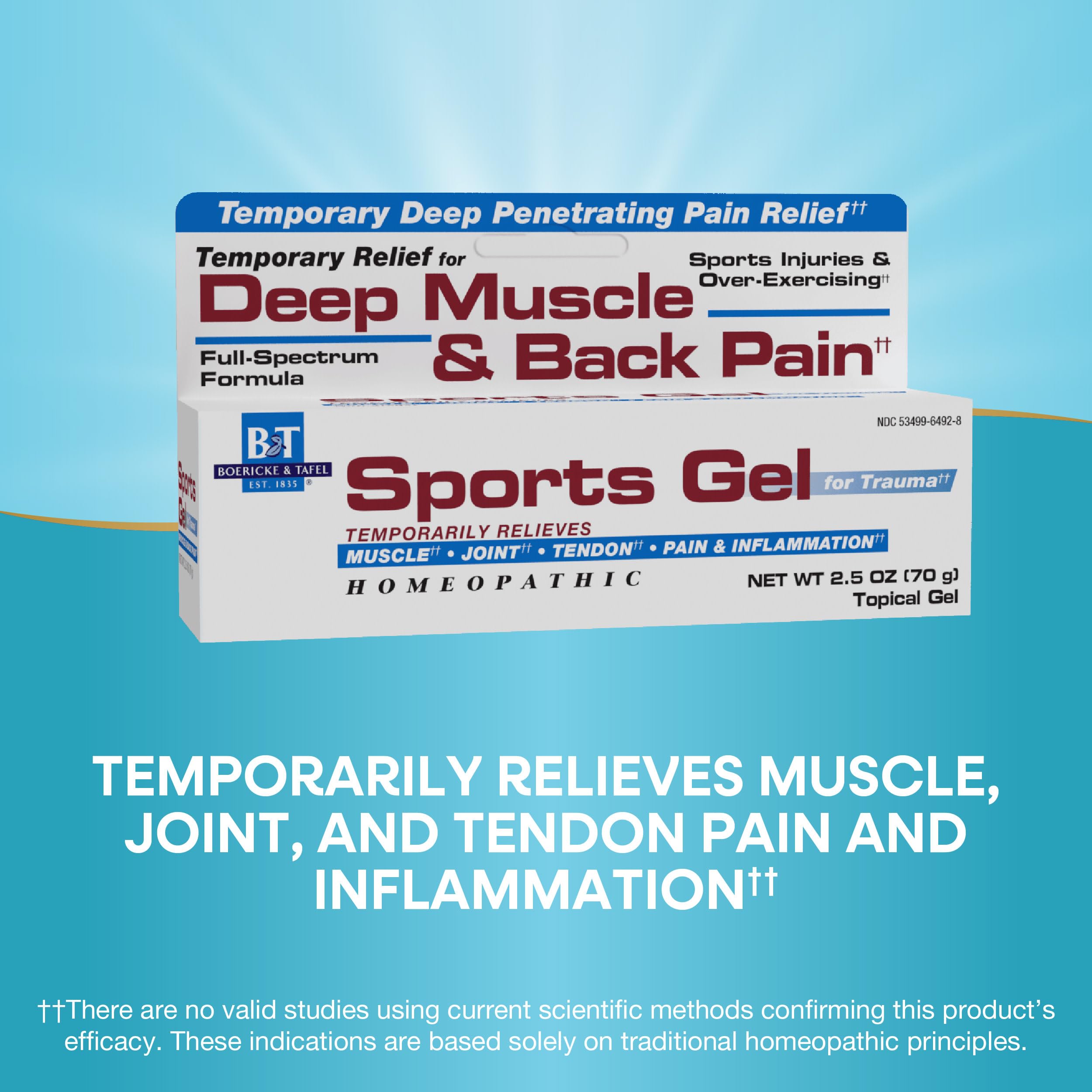 Nature's Way Boericke & Tafel Sports Gel, Relief for Deep Muscle, Joint, Tendon, & Back Pain and Inflammation, Homeopathic, 2.5 oz Nature's Way Au supplements