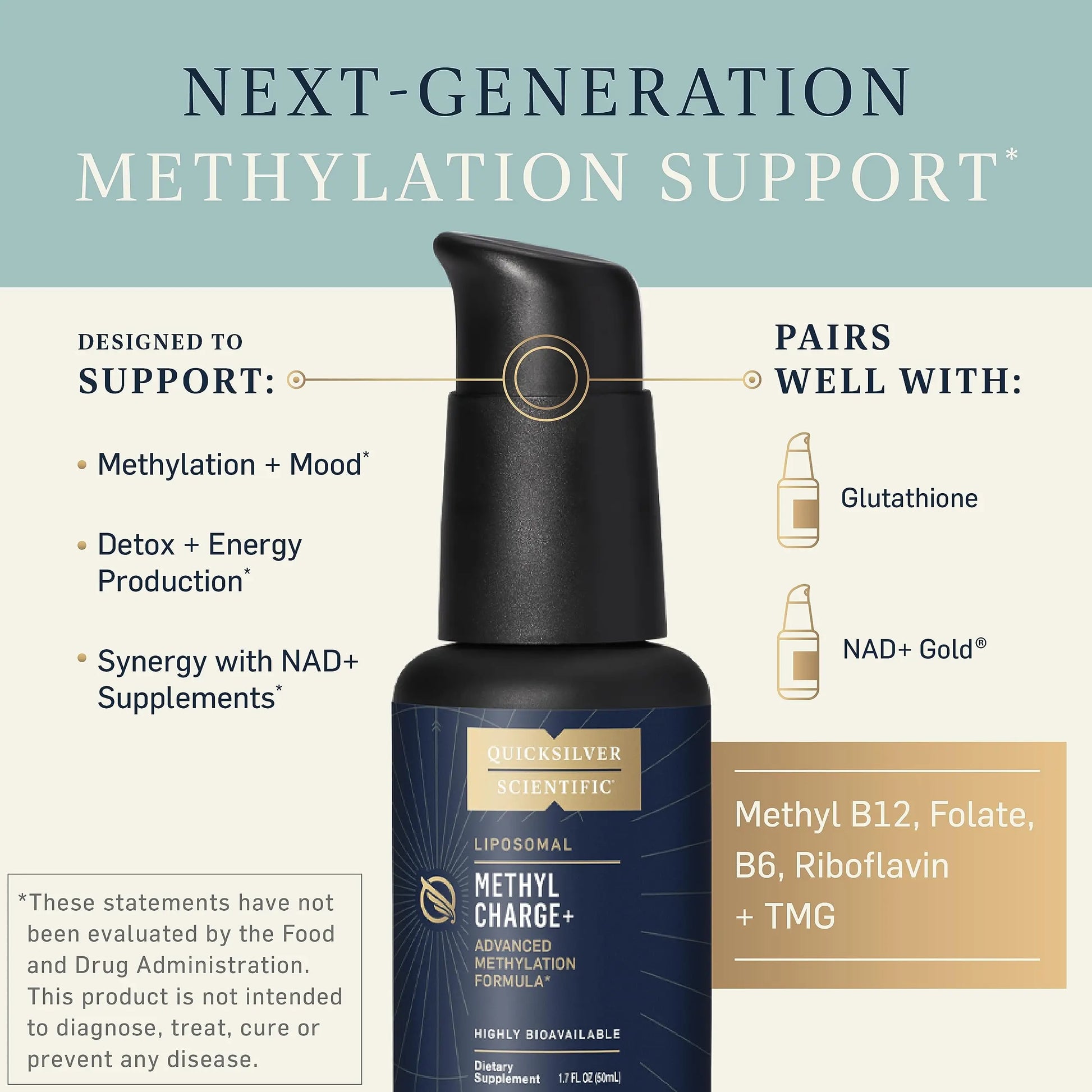 Quicksilver Scientific Methyl Charge - Methylation, Liver, Detox + Energy Supplement - Folate, Vitamin B12, Riboflavin, Vitamin B6 + TMG Supplement with Superior Absorption - Vegan B Vitamins (50ml) Quicksilver Scientific Au supplements