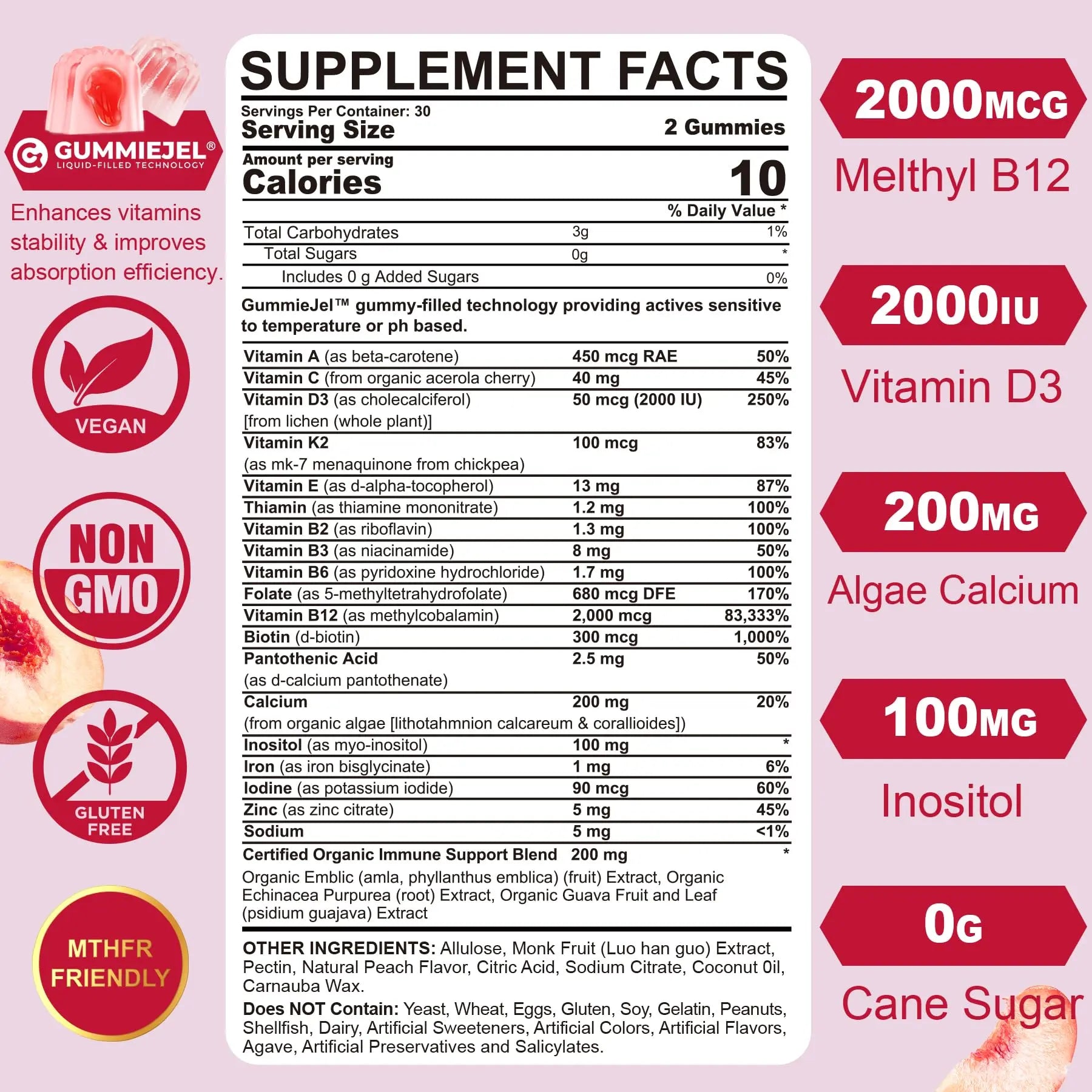 Methylated Multivitamin for Women Gummies, Calcium, D3 K2, Methylfolate & B12, Inositol, Daily Vitamin A C E, B Complex, Biotin, Zinc Nextdia Au supplements
