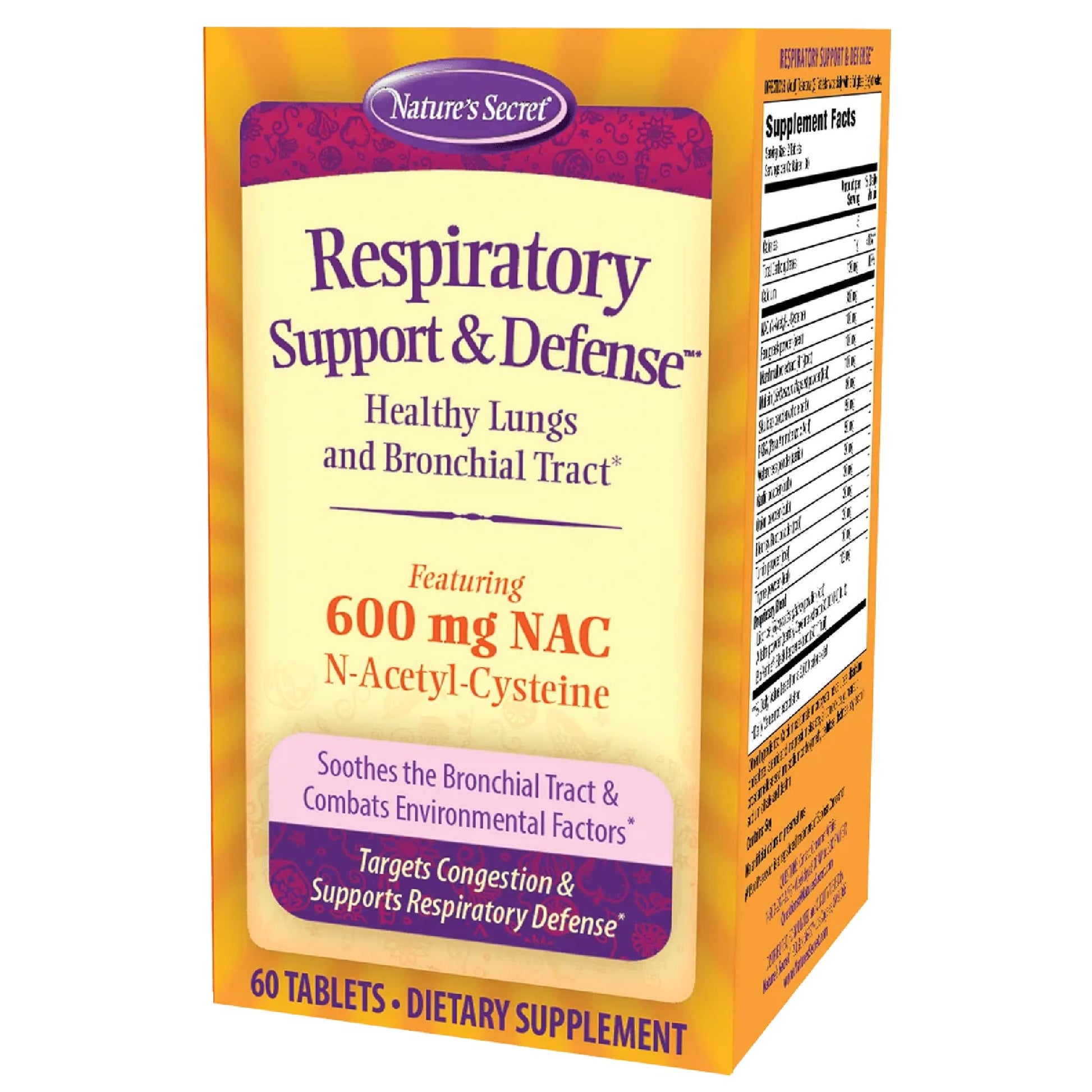 Nature's Secret Respiratory Support & Defense - 60 Tablets - Promotes Healthy Lungs & Bronchial Tract - With NAC, Fenugreek & Marshmallow - 30 Total Servings Nature's Secret Au supplements