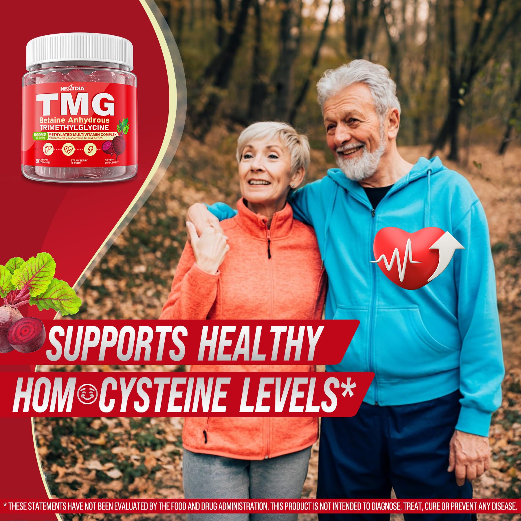 2Pack TMG Gummies 1000mg Betaine Anhydrous + Methylated Multivitamin & B Complex Methylated(Methylfolate B12 B6), Magnesium, Taurine - Essential Trimethylglycine for Homocysteine Levels, Brain, Energy Nextdia Au supplements