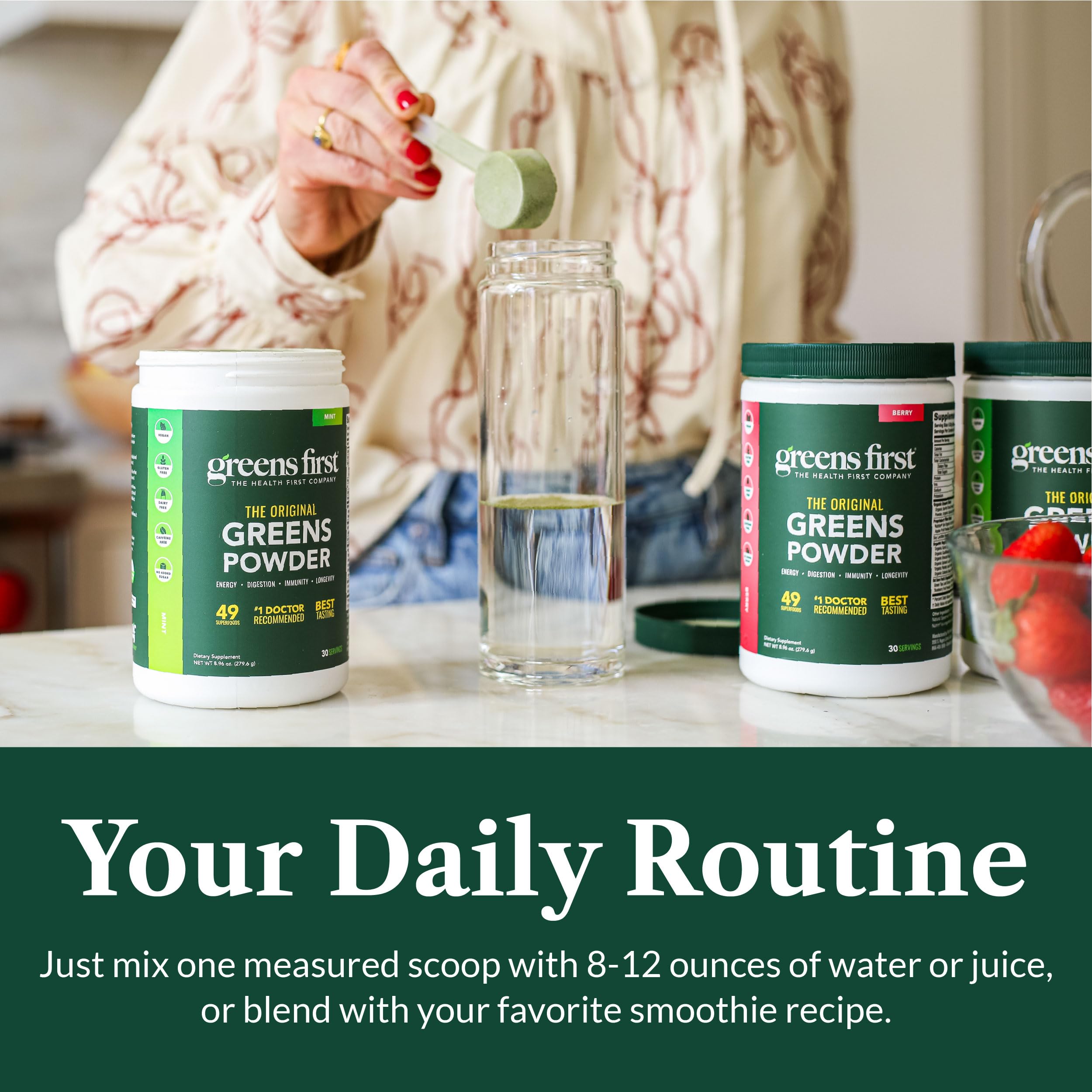 Greens First Original Greens Powder - 49 Superfoods - Organic Fruits & Veggies - Prebiotics, Probiotics & Digestive Enzymes - Antioxidant Smoothie - Dairy Free, Vegan & Non-GMO (Mint, 30 Servings) Greens First Au supplements