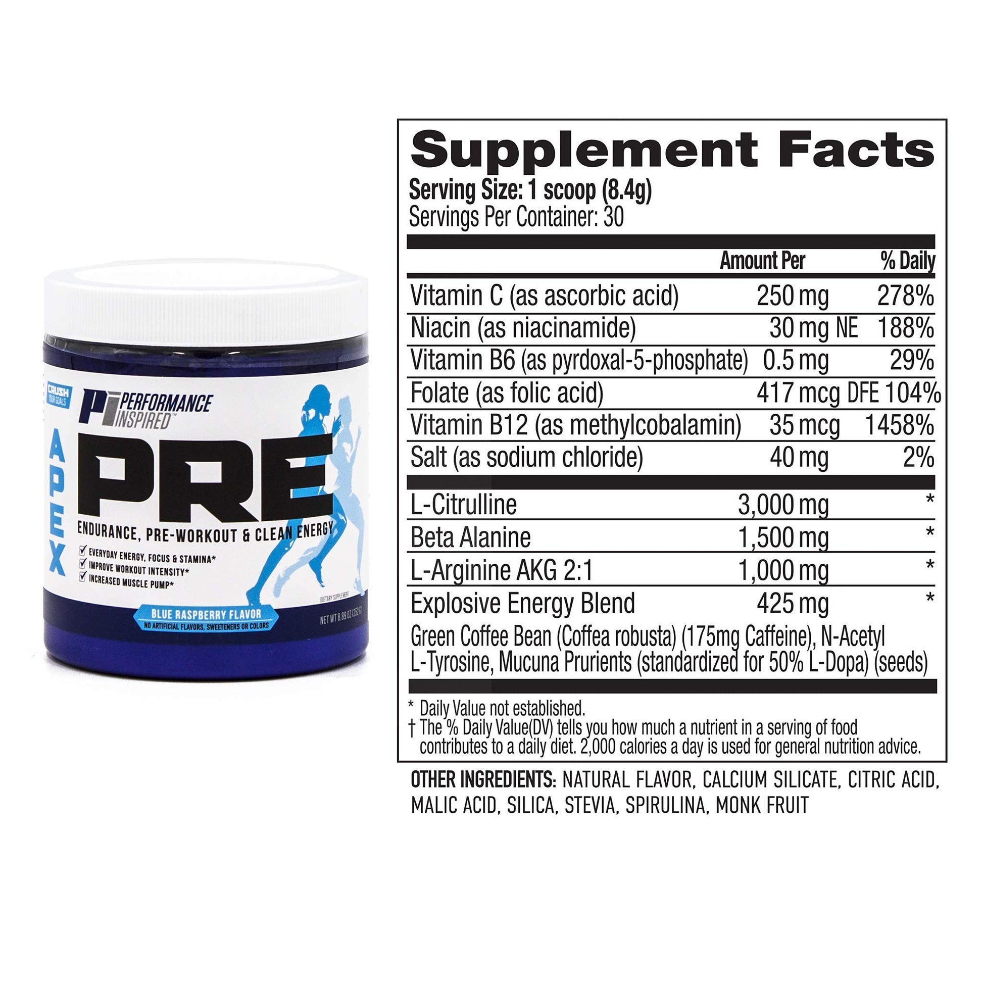 PERFORMANCE INSPIRED Nutrition - APEX Pre Workout Powder - Increase Energy & Endurance PERFORMANCE INSPIRED Au supplements