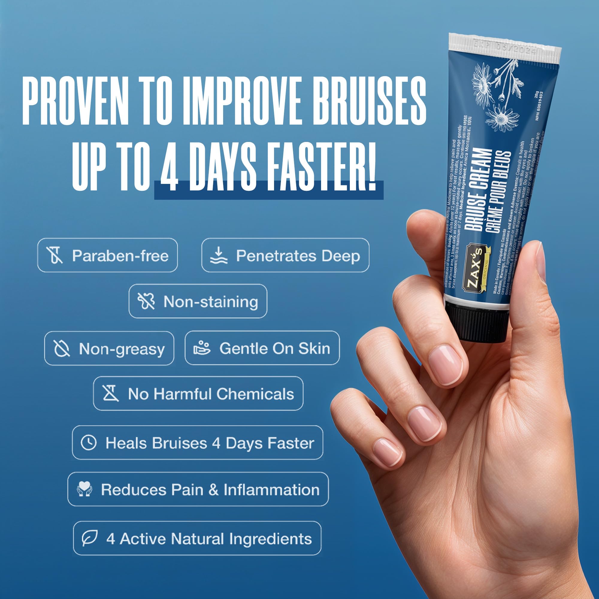 ZAX'S ORIGINAL Bruise Cream - Arnica and Witch Hazel Blend, Gentle on Skin, Plant-Based Ingredients for Skin Care - 28g ZAX'S ORIGINAL Au supplements