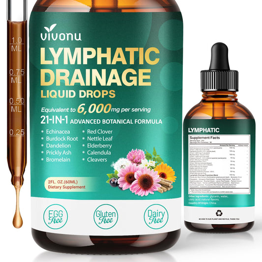 21-in-1 Lymphatic Drainage Drops for Liposomal, Immune & Lymph System Support Supplement for Women & Men with Echinacea, Dandelion VivoNuUS supplements