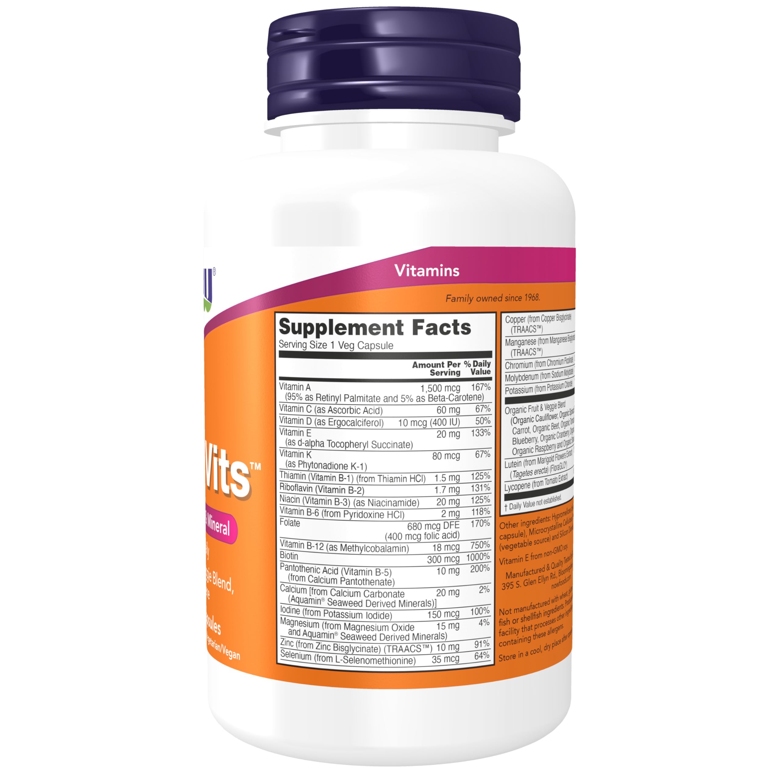 NOW Foods Supplements, Daily Vits™ with Fruit & Veggie Blend, Lutein and Lycopene, 120 Veg Capsules NOW Foods Au supplements