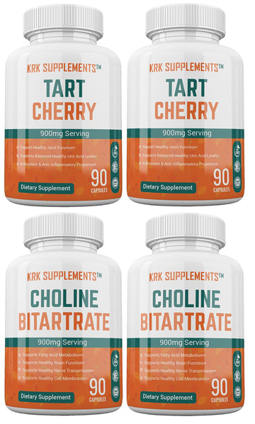 KRK SUPPLEMENTS Bundle Combo of 2 Bottles of Choline Bitartrate and 2 Bottles KRK SUPPLEMENTS Au supplements