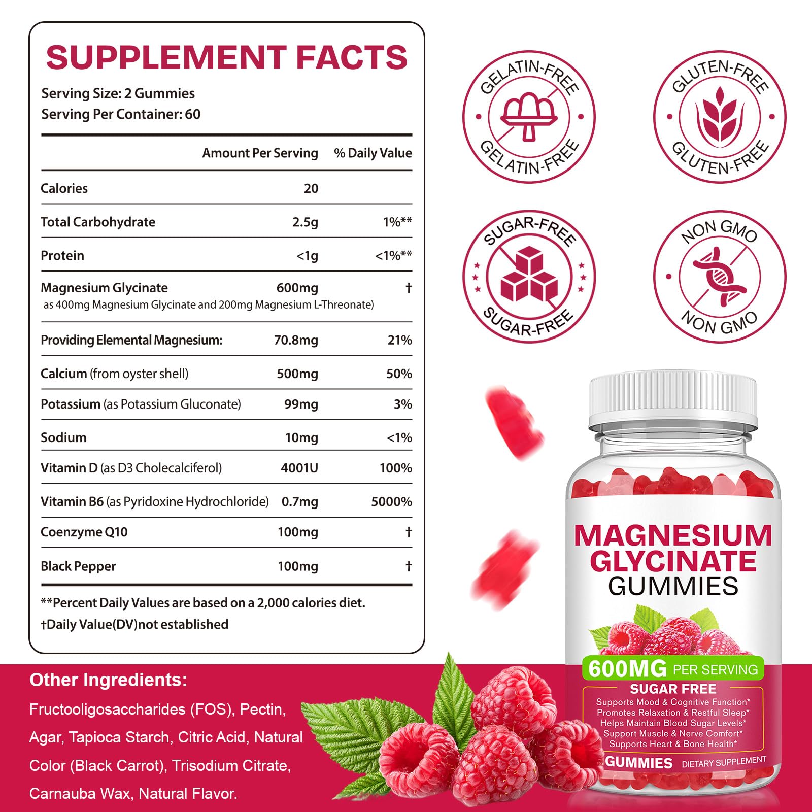 Magnesium Glycinate Gummies 600mg 120 Count - Sugar Free Magnesium Supplement - Supports for Sleep, Memory, Mood, Muscle, Relaxation, Heart & Bone Health BOIUOITI Au supplements