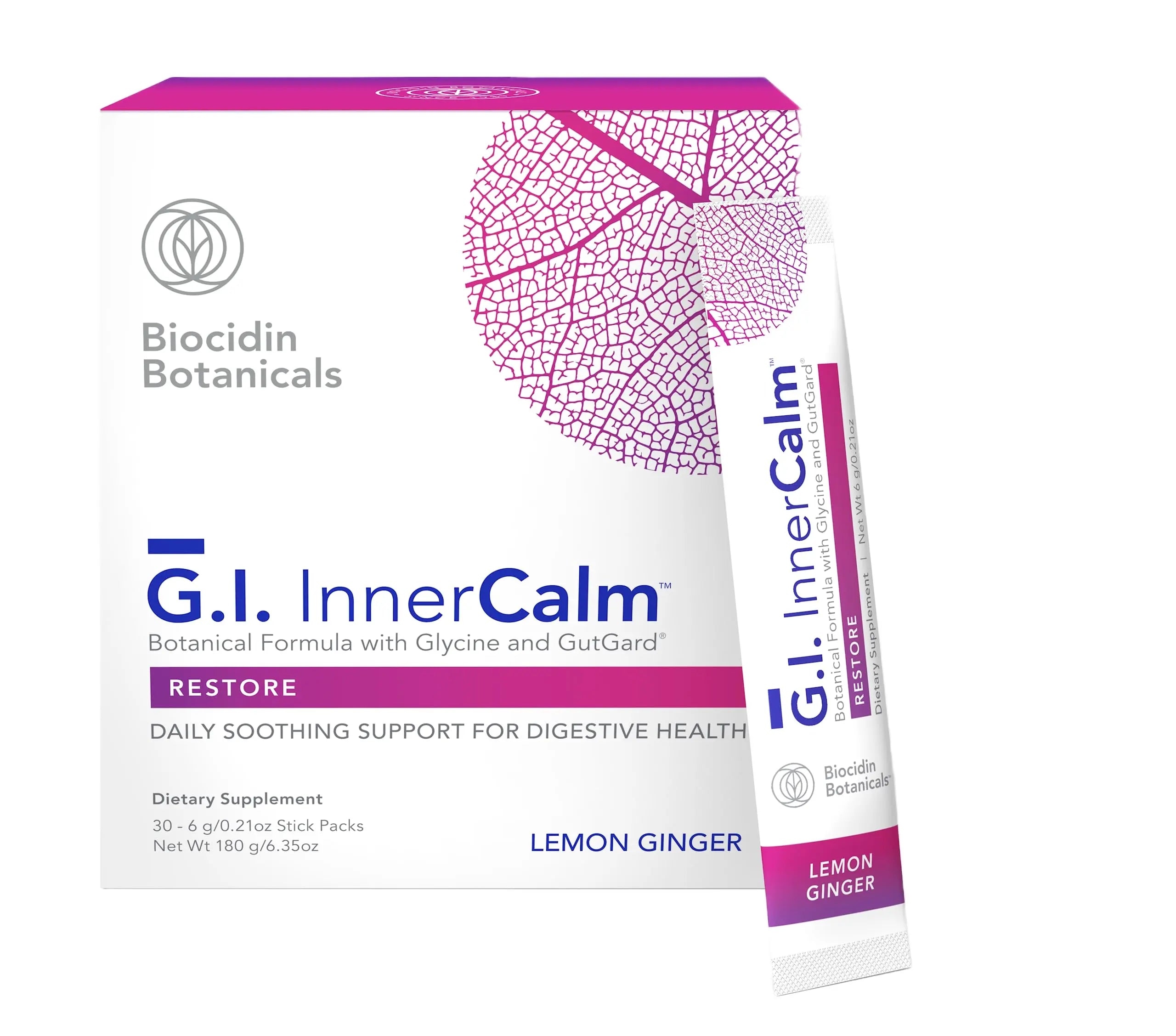 Bio-Botanical Research Biocidin Drink Mix - GI InnerCalm - Support Digestive Health, GI Detox, Healthy Mood & Sense of Relaxation - Soothing Formula with Glycine & No Glutamine (30 Stick Packs) Bio-Botanical Research Au supplements