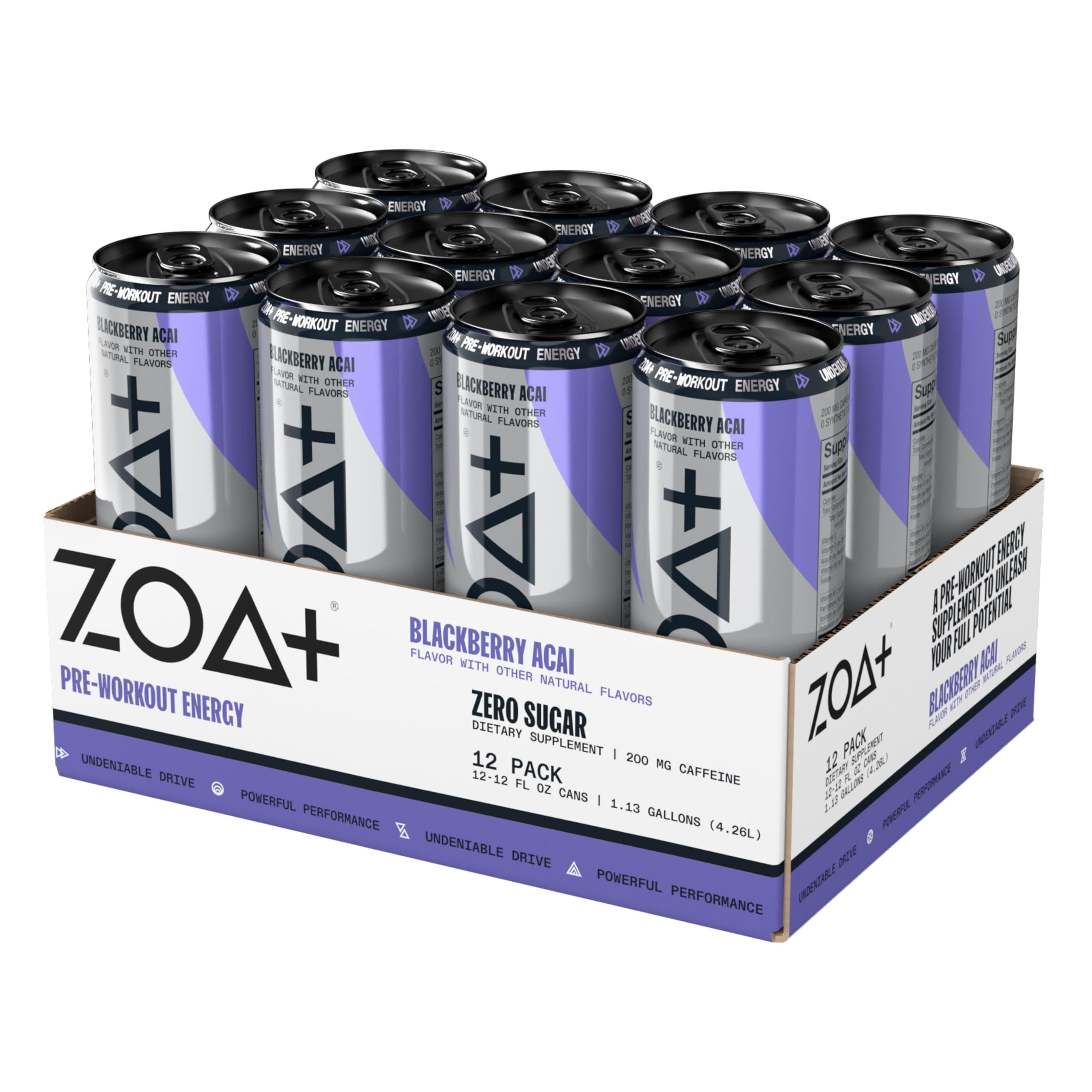 ZOA Plus Sugar-Free Pre-Workout Drink, Ready to Drink with Nitric Oxide, Vitamin B, C and D ZOA Au supplements