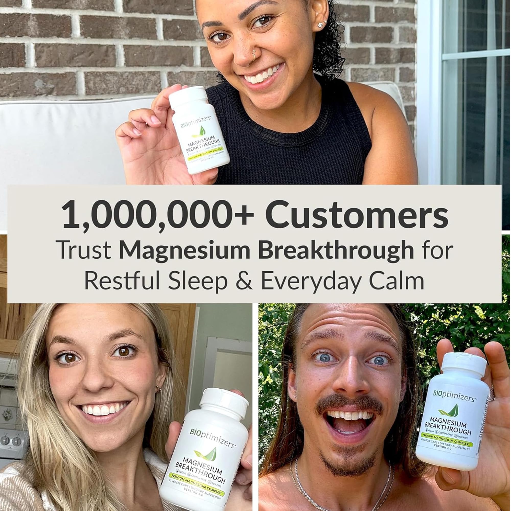 BIOptimizers Magnesium Breakthrough Supplement with 500mg - 7 Forms of Magnesium: Glycinate, Malate, Citrate, and More - Natural Support for Sleep and Cognitive Function -30 Capsules- Calming Vitamins BIOptimizers Au supplements